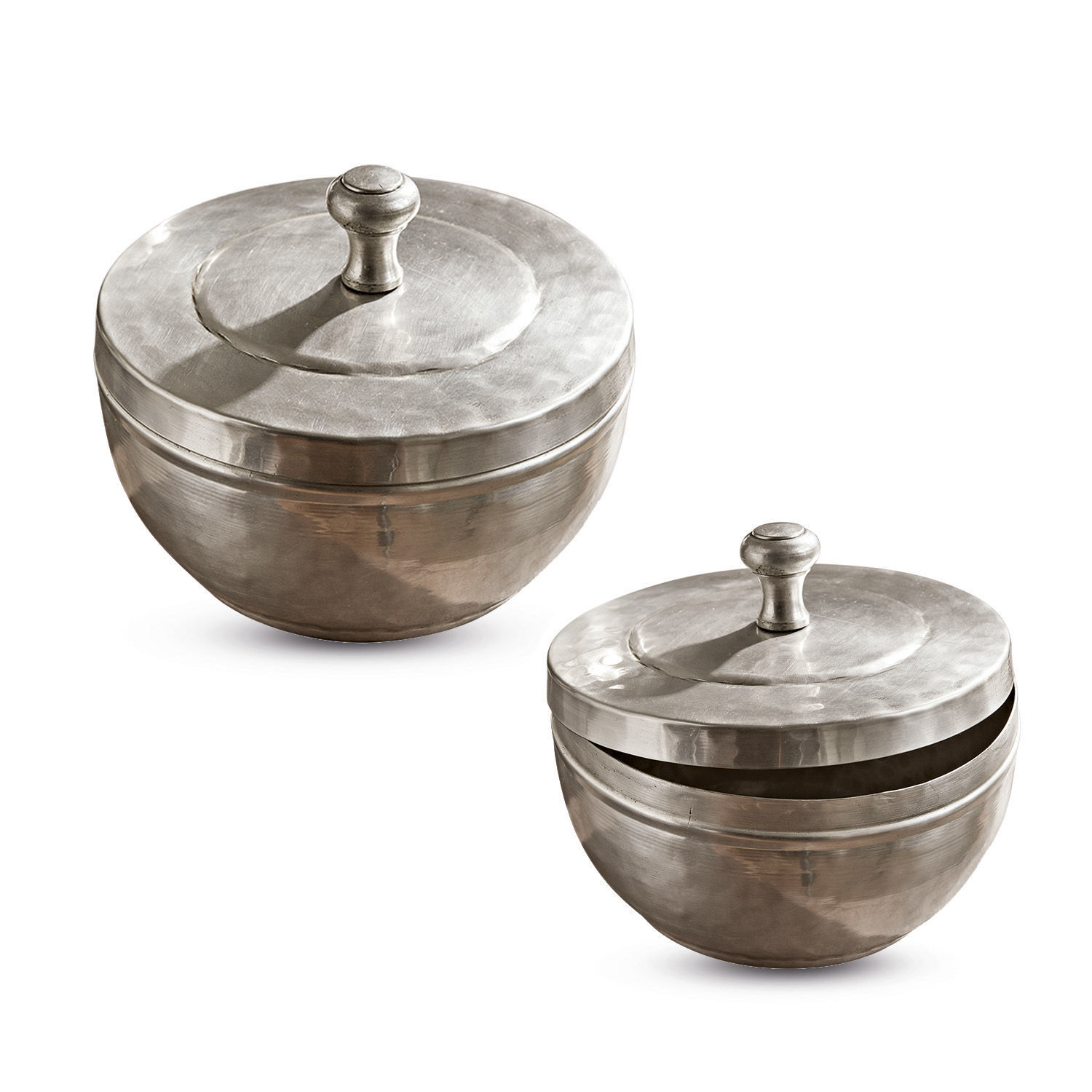 Runde Metallschale mit silbernem Deckel, praktischer Aufbewahrungsbehälter aus Metall