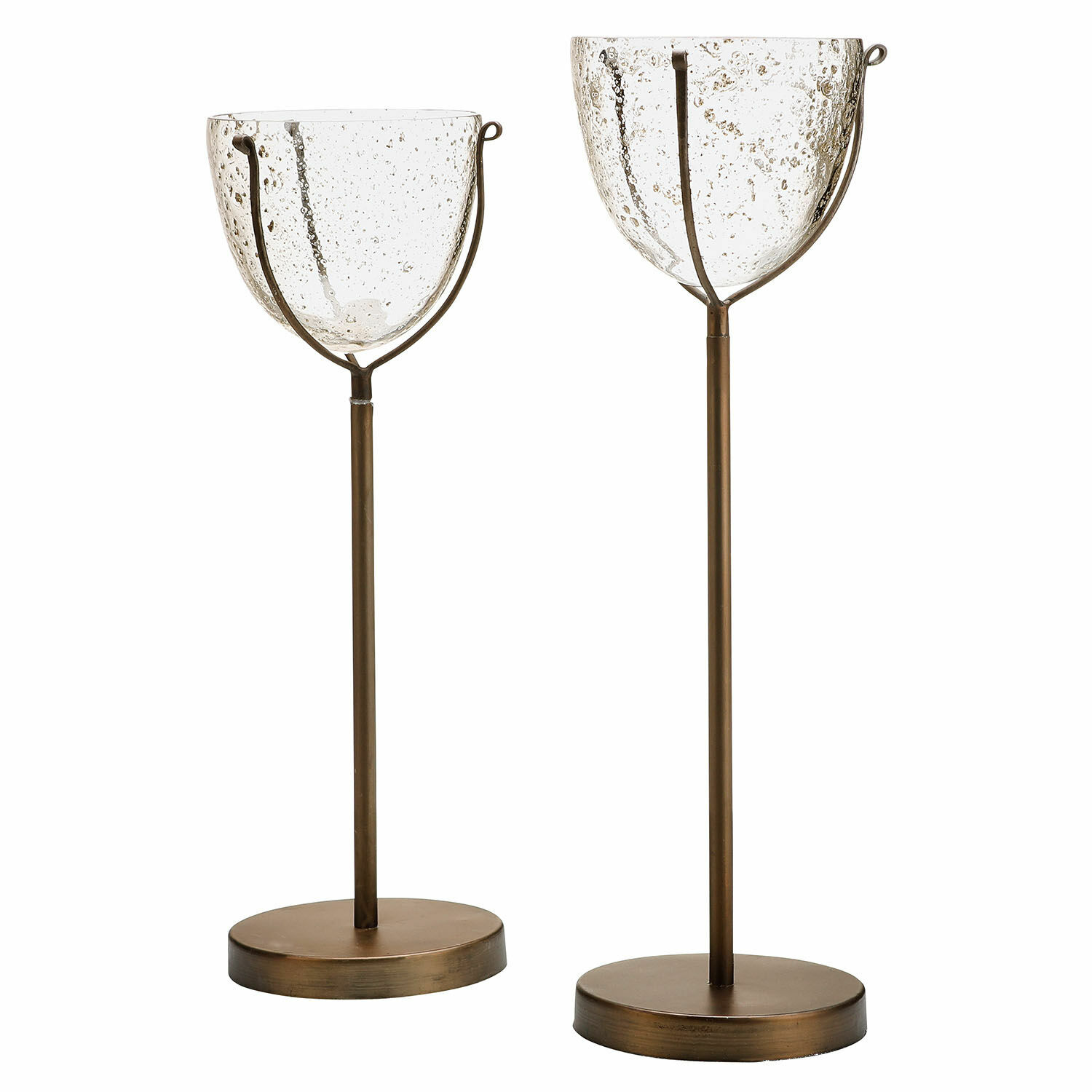 Kerzenständer 2er Set Piacello Set aus zwei Kerzenhaltern aus Glas und Messingfarbenem Metall für Wohnraumdekoration und Beleuchtung