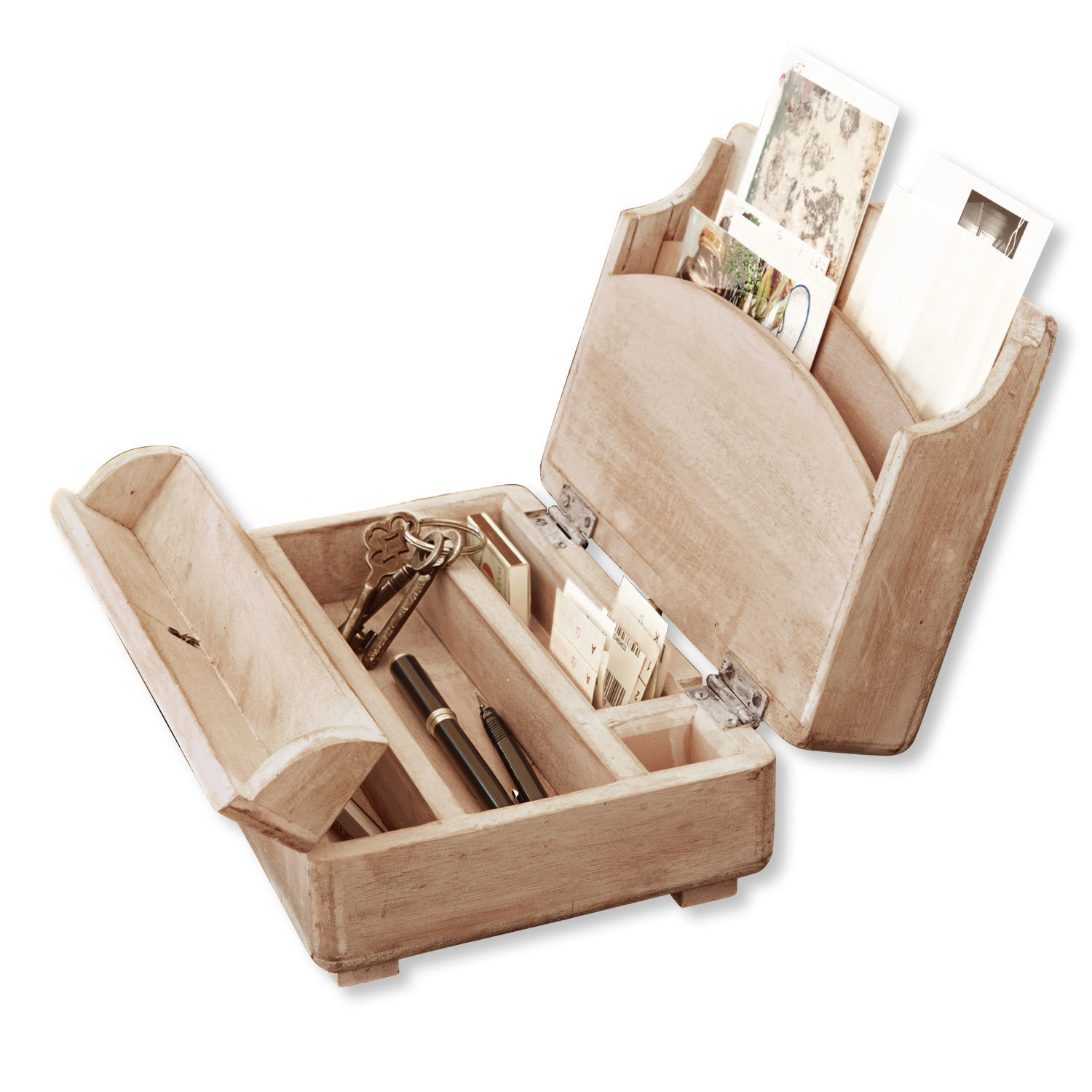Tischsekretär Didier Helles Holzbox mit Fächern für Schlüssel, Stifte und Briefe zur praktischen Aufbewahrung