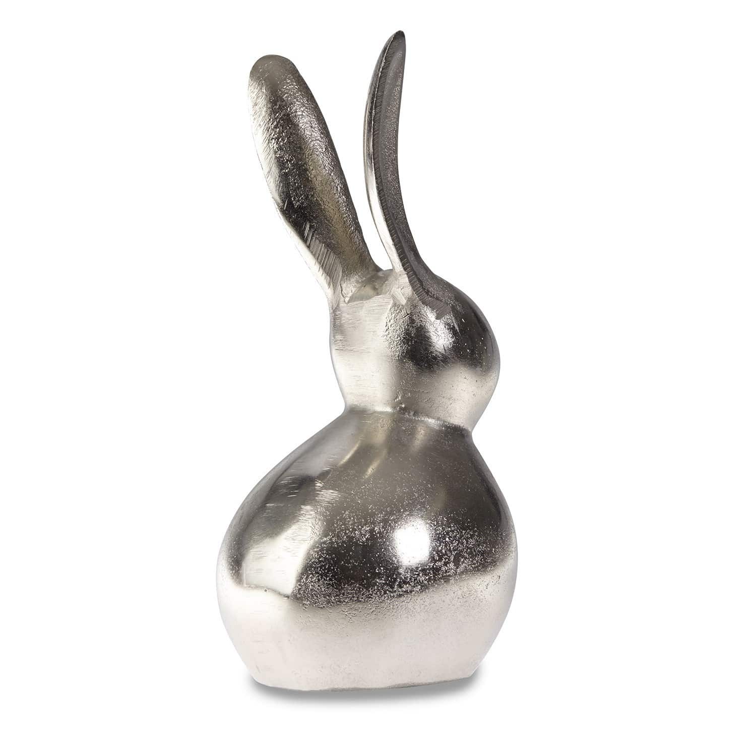 Dekorativer Hase aus silbernem Metall, moderne Wohnaccessoire für stilvolle Räume