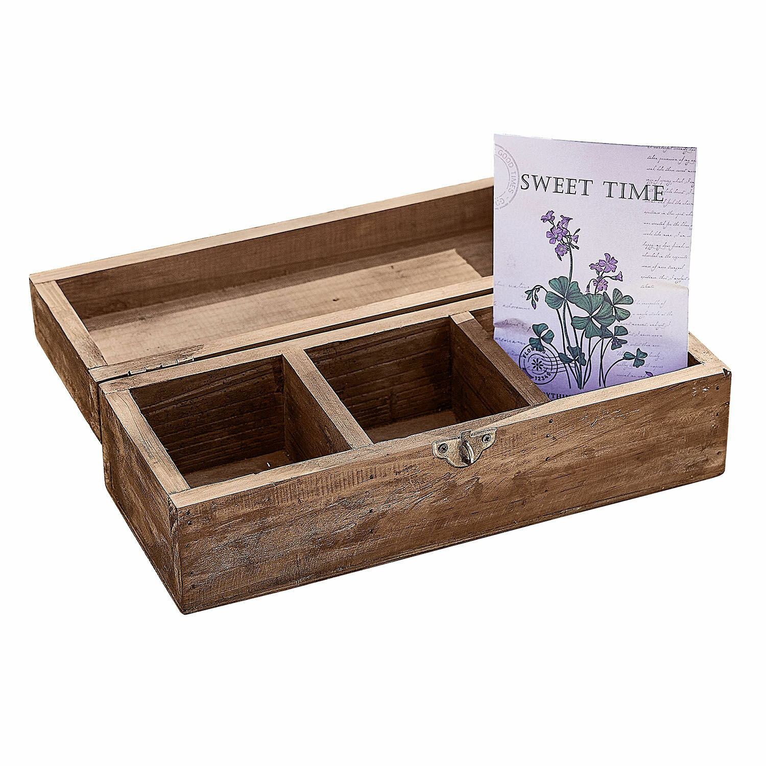 Box Jixel Dreiteiliges Aufbewahrungsbox aus Naturholz mit rustikalem Charme und Verschluss