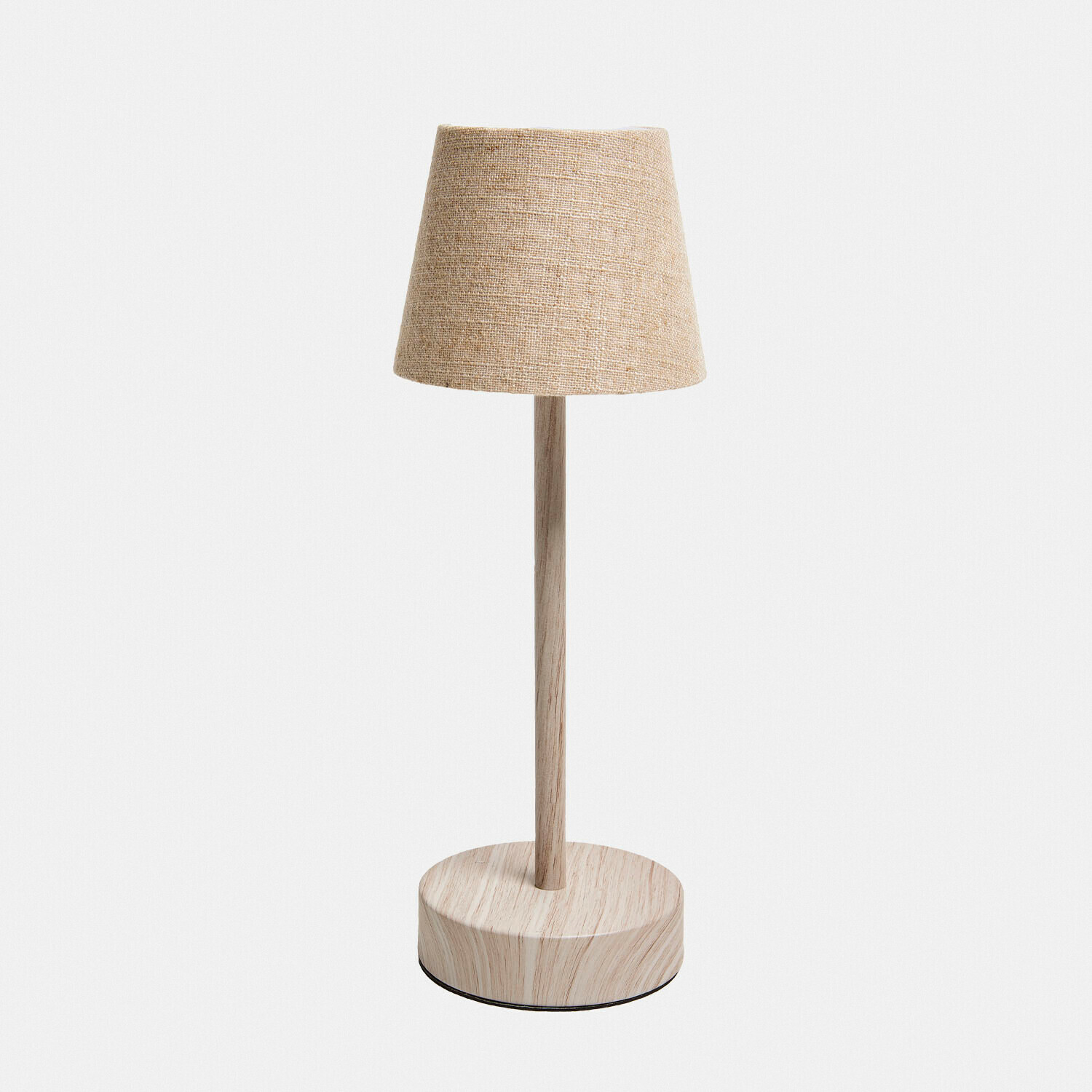 creme Wiederaufladbare Tischlampe Sylvainie in Creme mit Stoffschirm und Holzfuß für gemütliche Beleuchtung