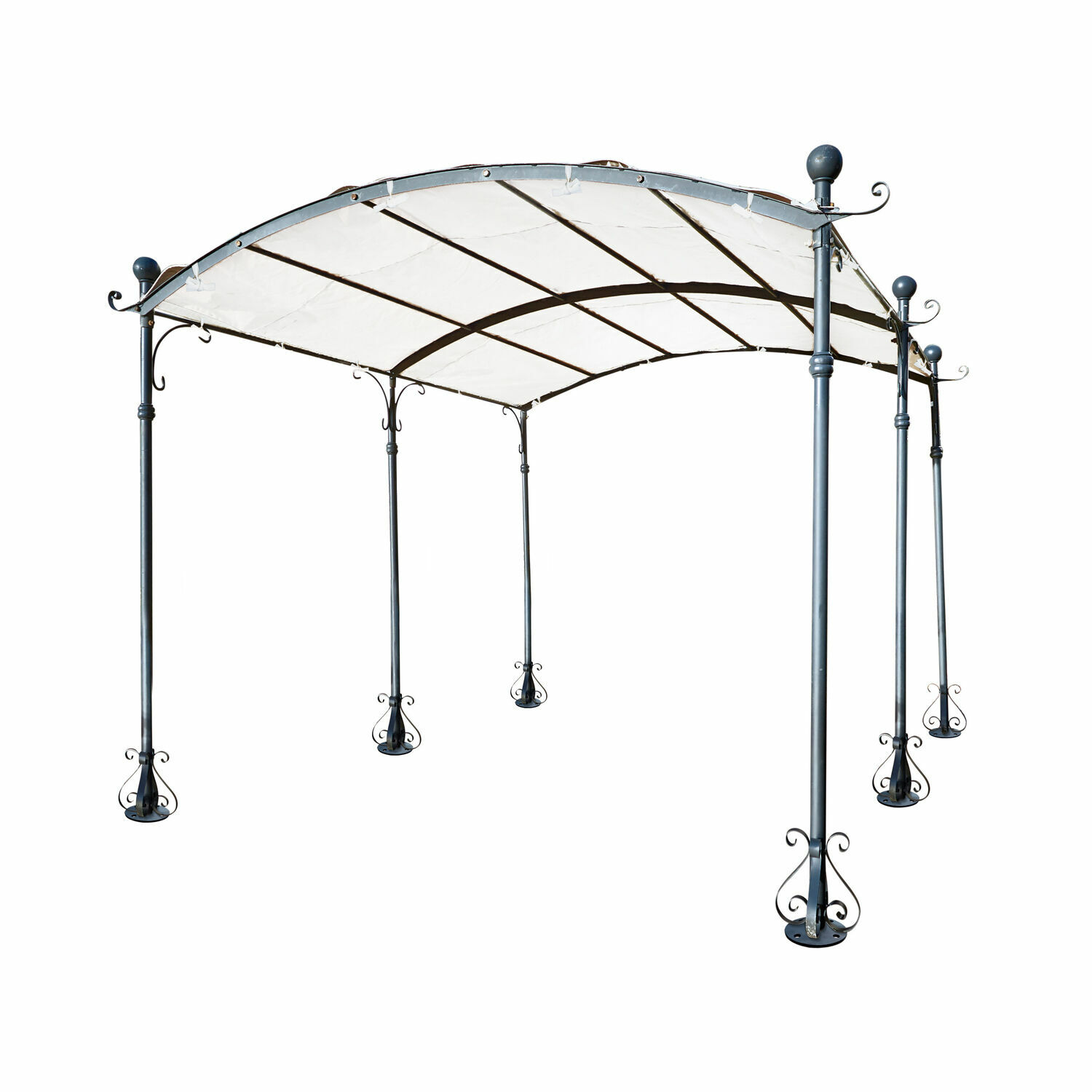 Metall-Gartenpavillon mit weißem Stoffdach und dekorativen Beinen, ideal für Terrasse