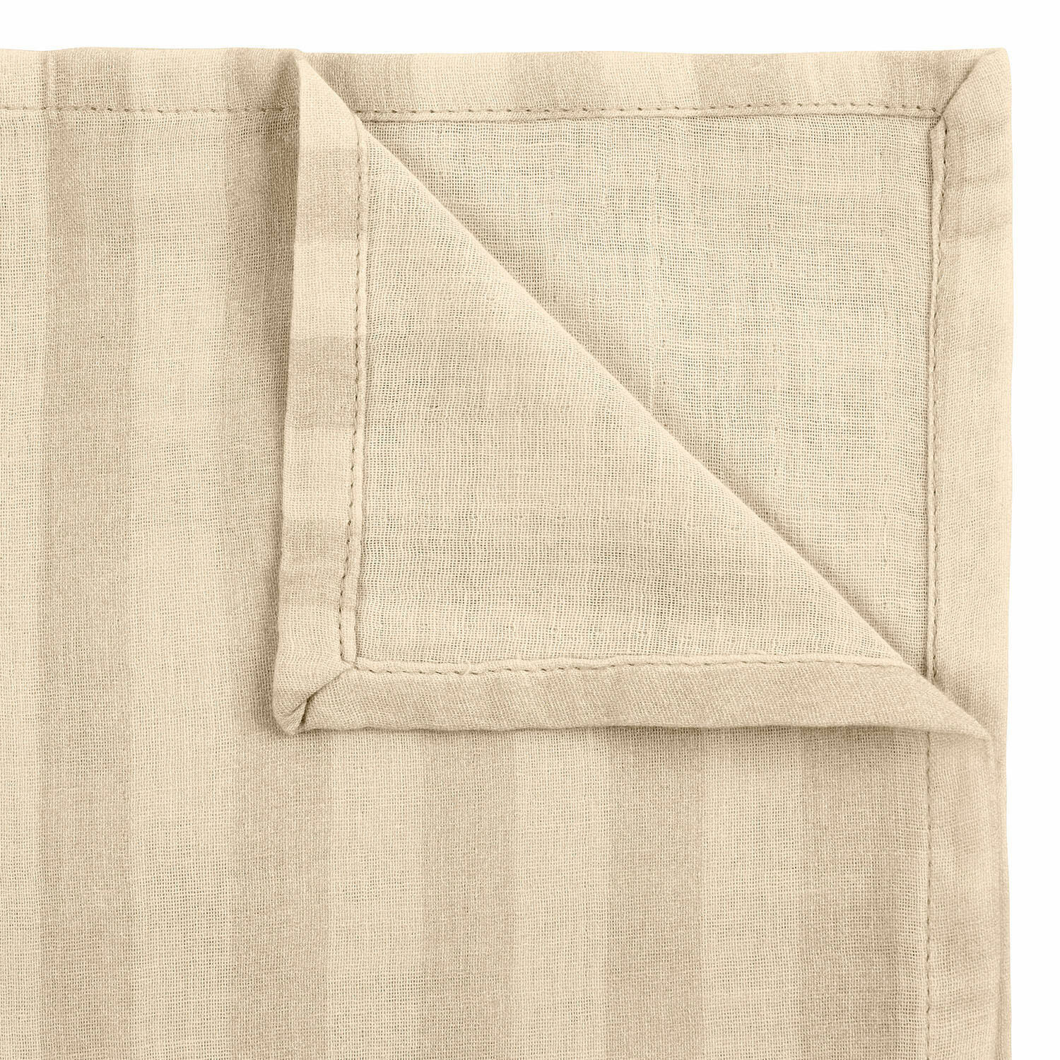 Beige Leinentischdecke mit sichtbarer Struktur und Saum, ideal für Tischdekoration