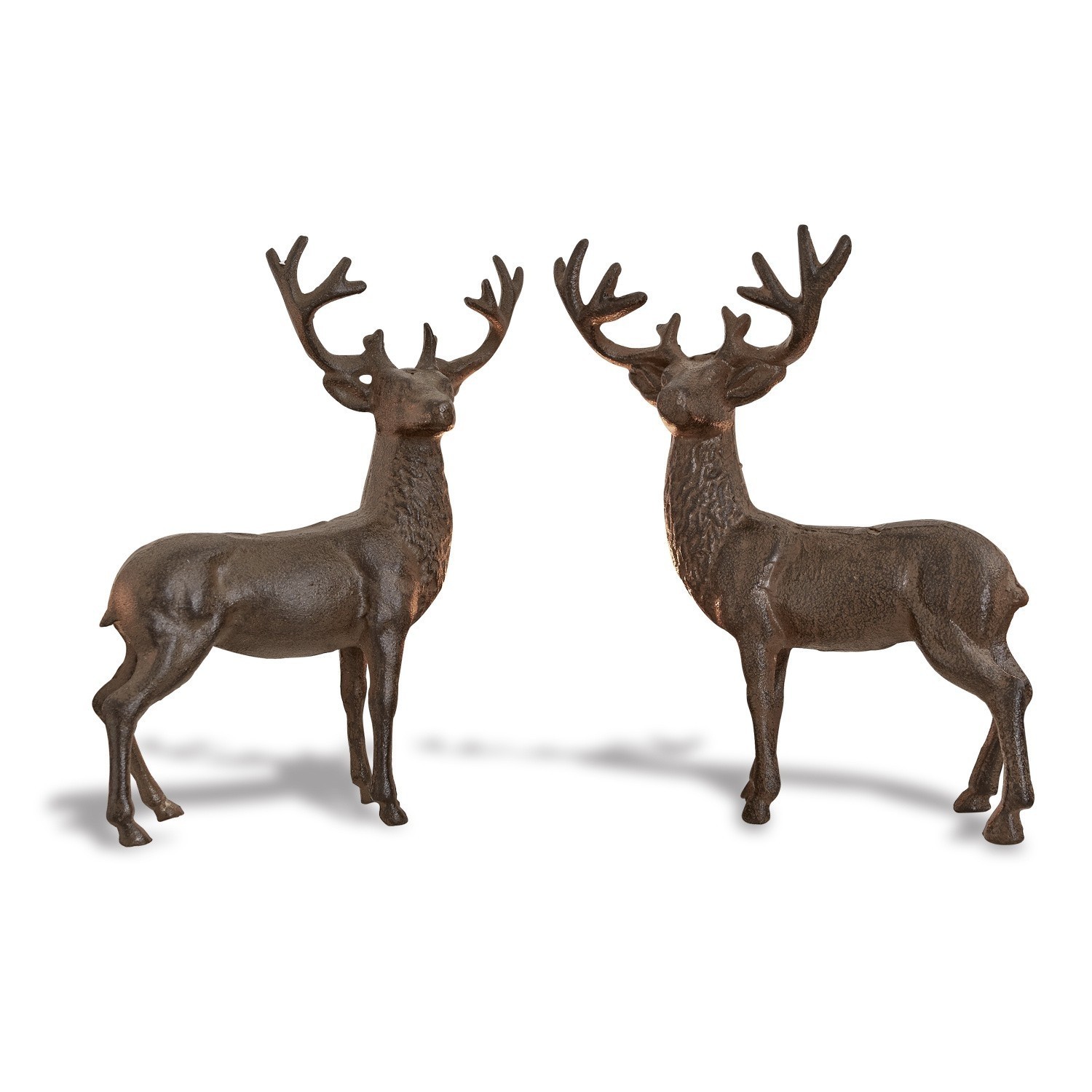Deko-Hirsch 2er Set Friends Zwei braune Metall-Hirschfiguren als Weihnachtsdeko und Wohnaccessoire