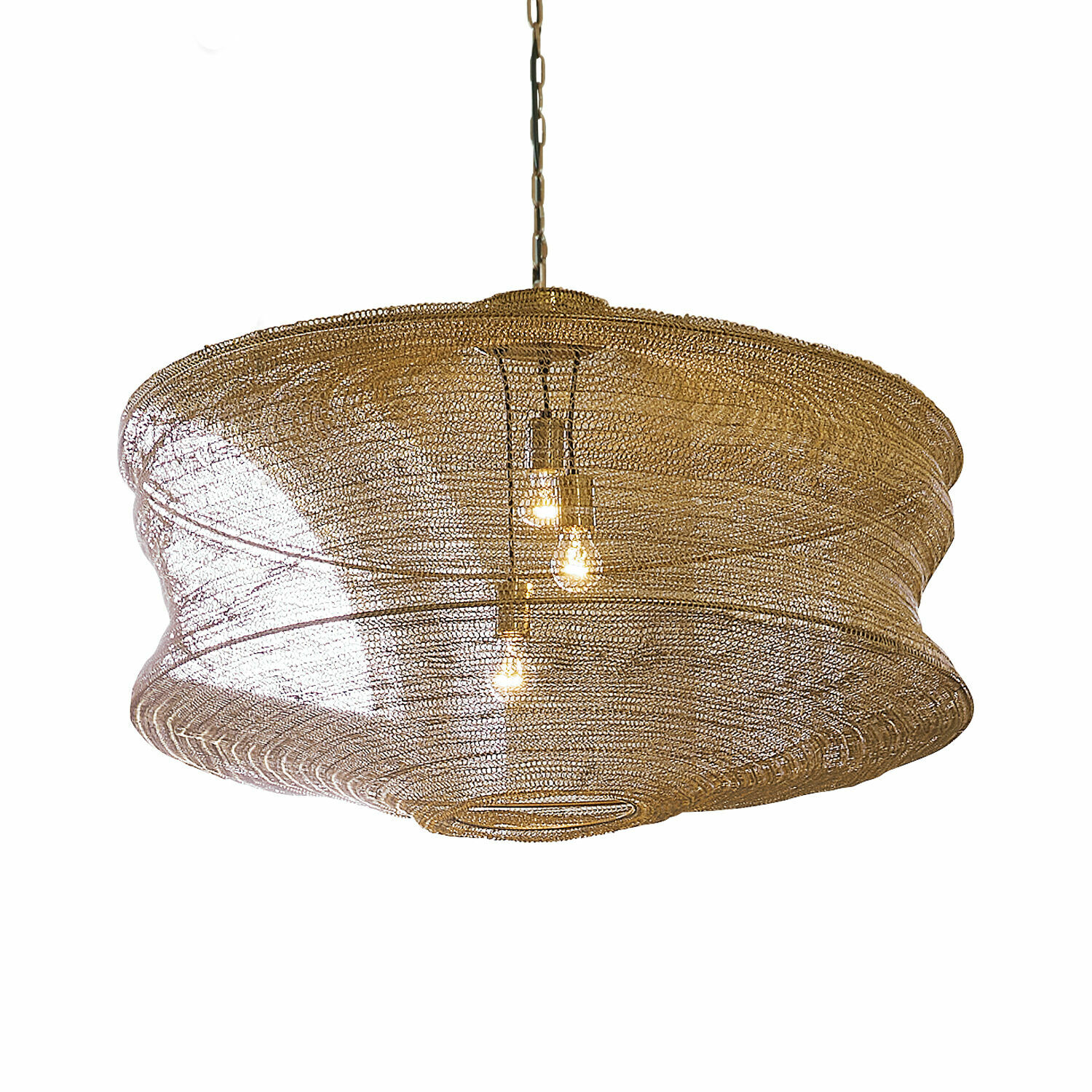 Goldene Hängeleuchte Valerique aus Metallnetz, modernes Licht für Wohnzimmer und Esszimmer