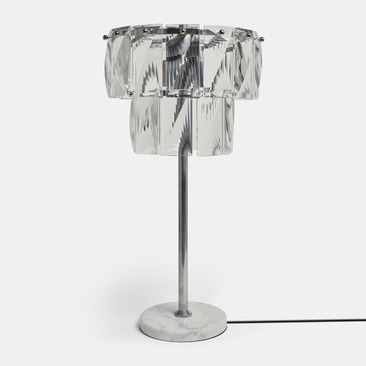 Tischlampe Crystalford Tischlampe aus klarem Glas mit Marmorfuß, modernes Design für stilvolles Wohnzimmer