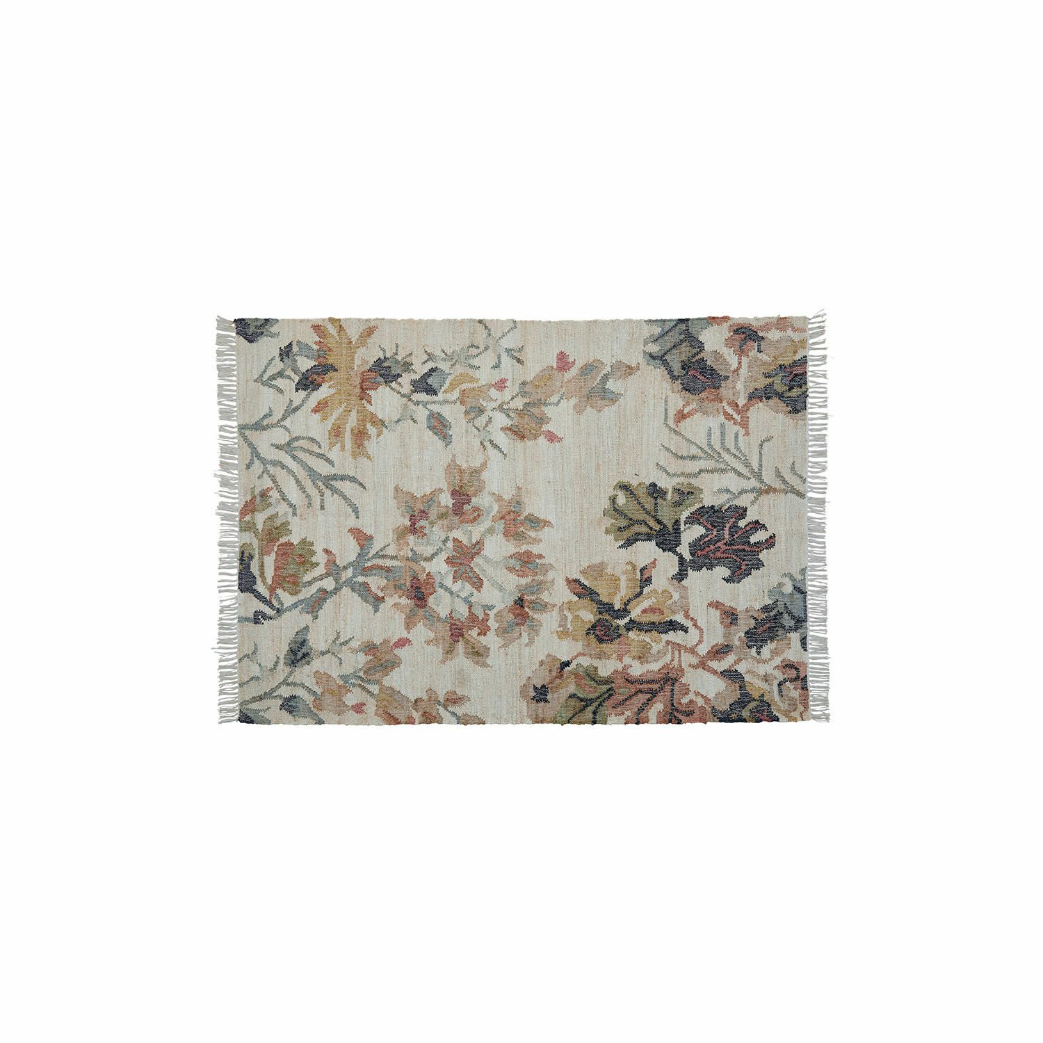 Teppich Osorno Baumwollteppich in Creme mit pastellfarbenem Blumenmuster, dekorativ für Wohnzimmer