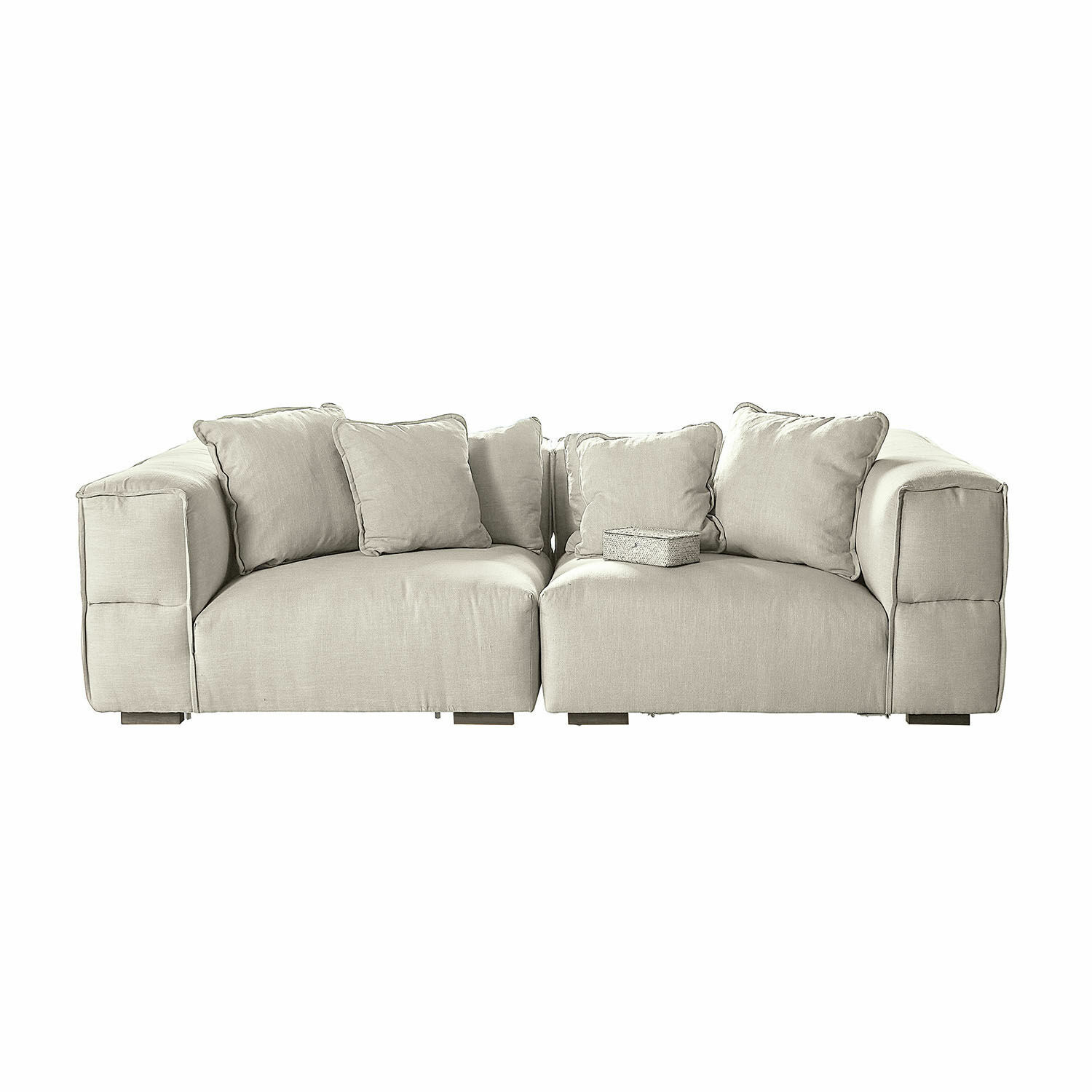 Sofa Gémonville Beige modulare Stoffsofa mit weichen Kissen, modernes Wohnzimmermöbel