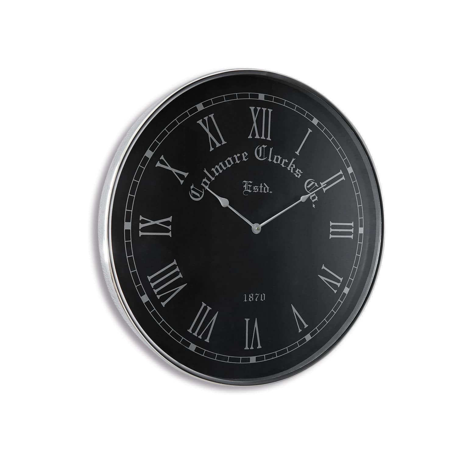 Schwarze Wanduhr mit Metallrahmen und römischen Ziffern, Vintage-Stil für Wohnzimmer