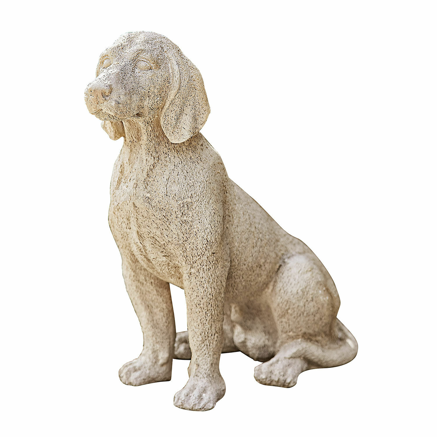 Deko-Hund Albinor Steinerne Hundeskulptur in Beige, Gartendekoration aus Naturmaterial