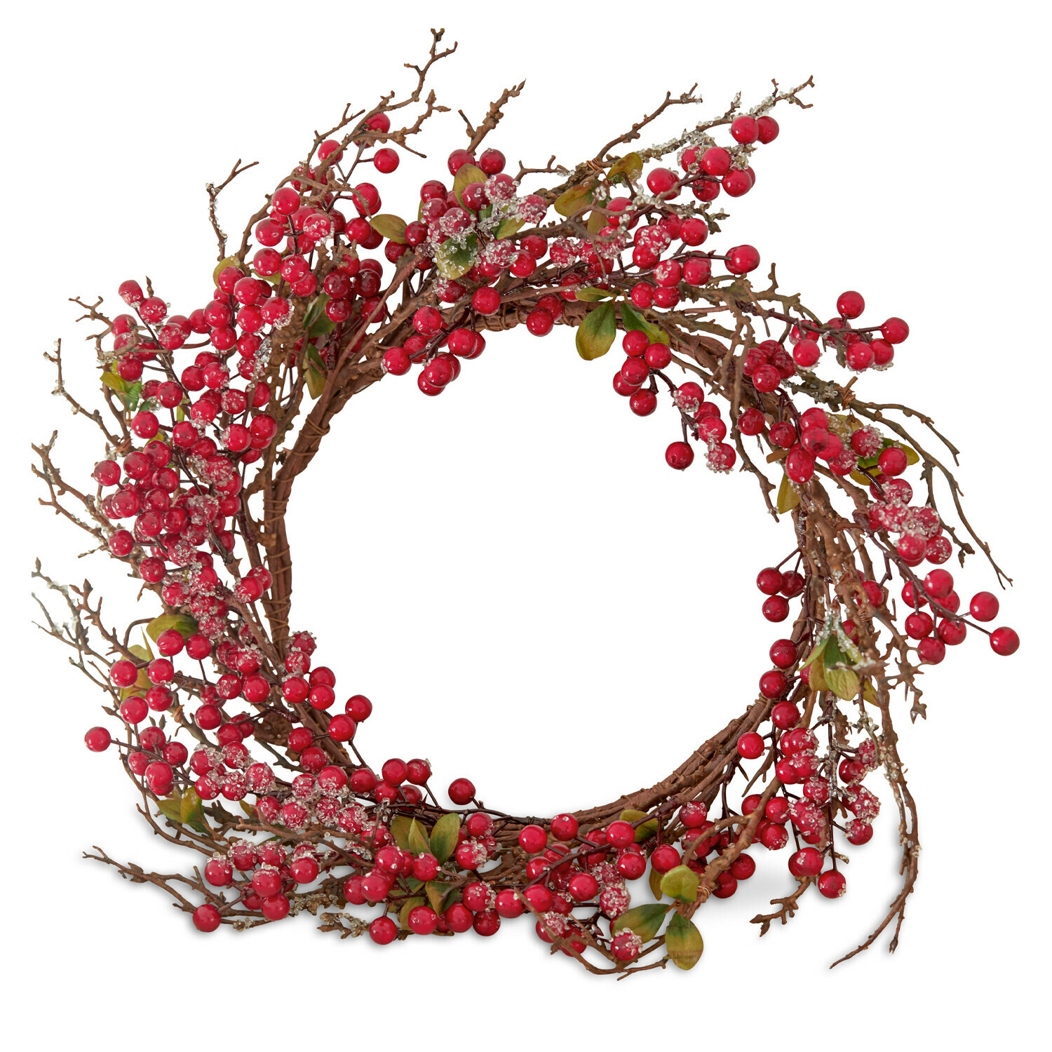 Kranz Usovo Dekorativer Kranz aus roten Beeren und Zweigen auf natürlichem Grundgestell, Weihnachtsdeko