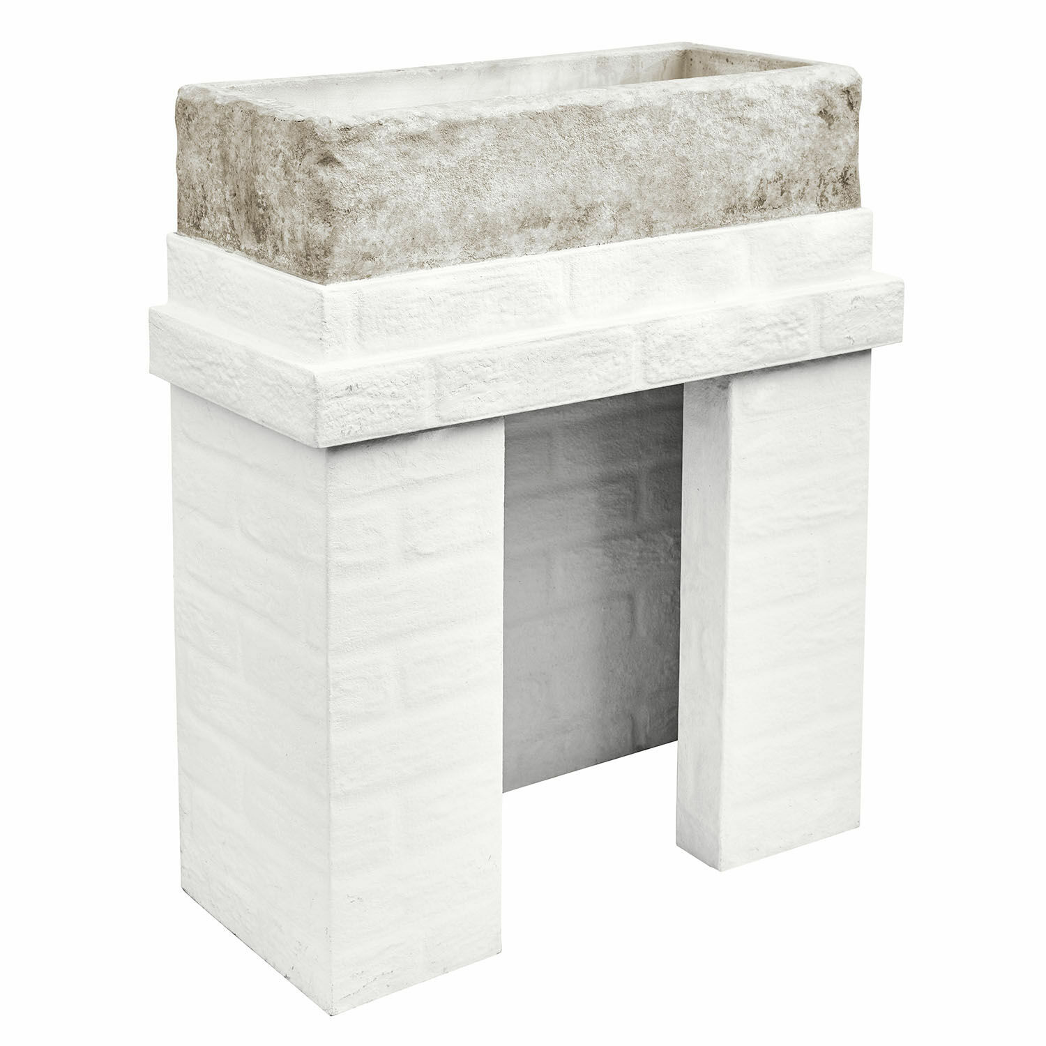 Blumenkasten aus Beton und weißem Stein mit schlichtem, modernem Design für Garten oder Terrasse