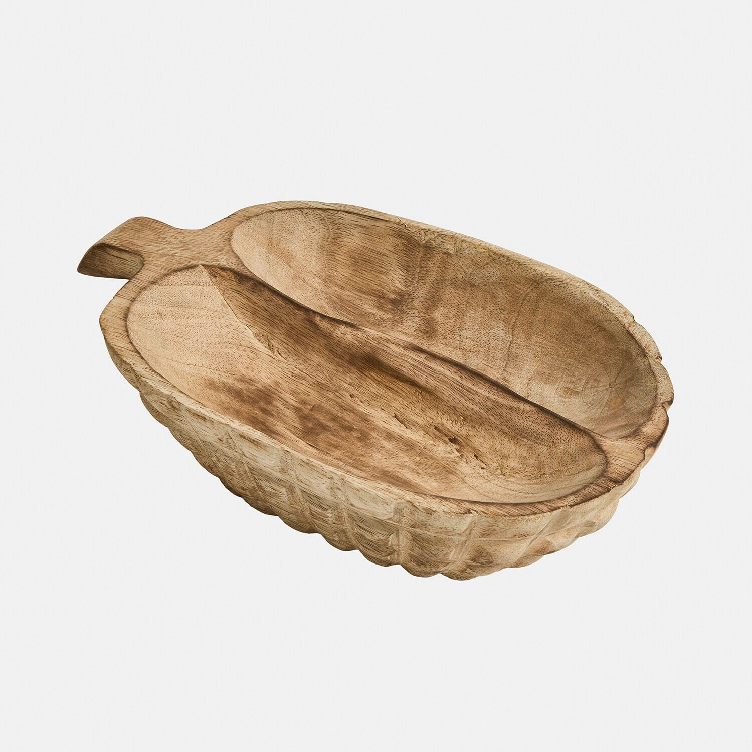 Schale Vinoros Dekorative Holzschale in Naturfarbe mit zwei Fächern und geschnitztem Griff