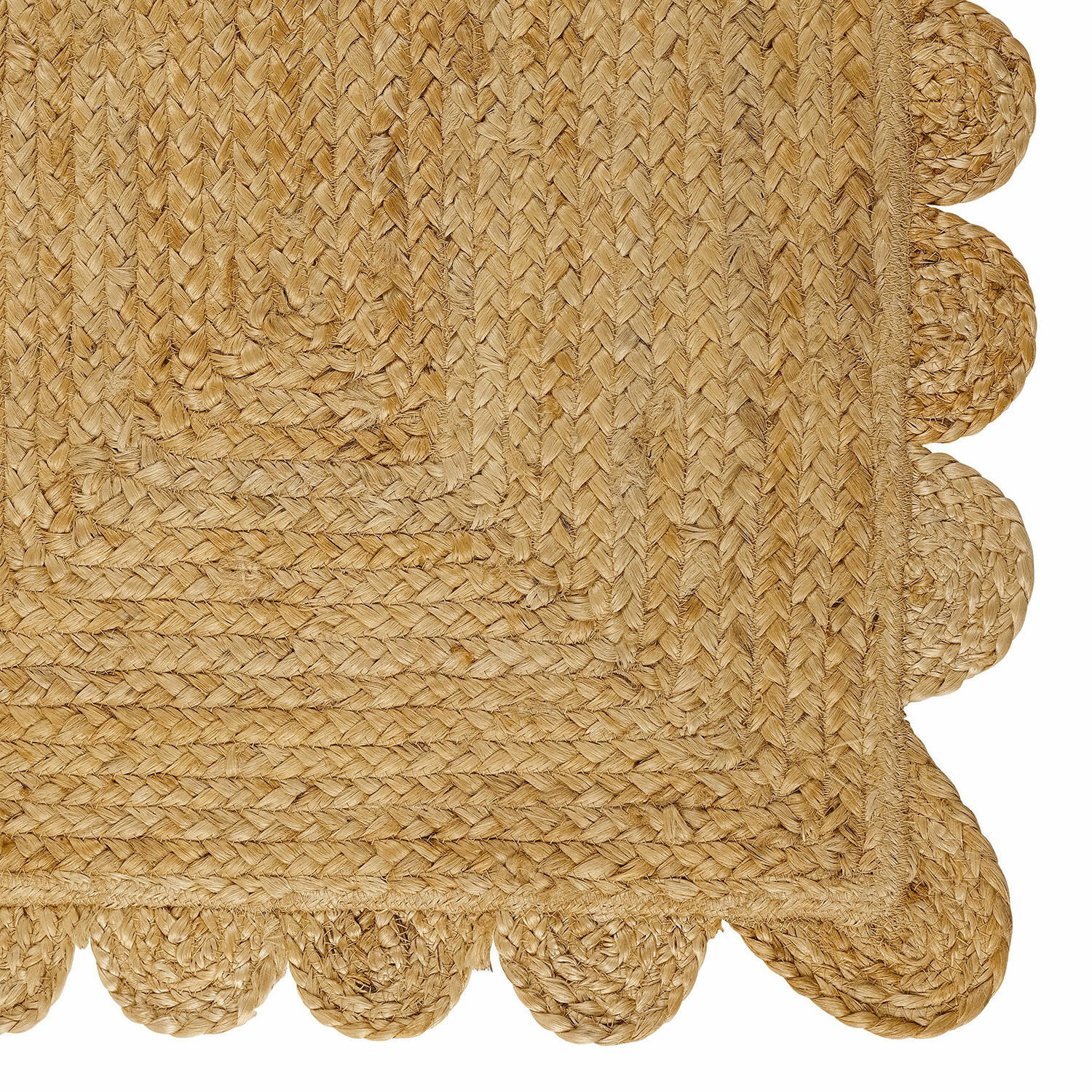 Natürlicher Jute-Teppich mit dekorativem gewelltem Rand, langlebiges und nachhaltiges Material