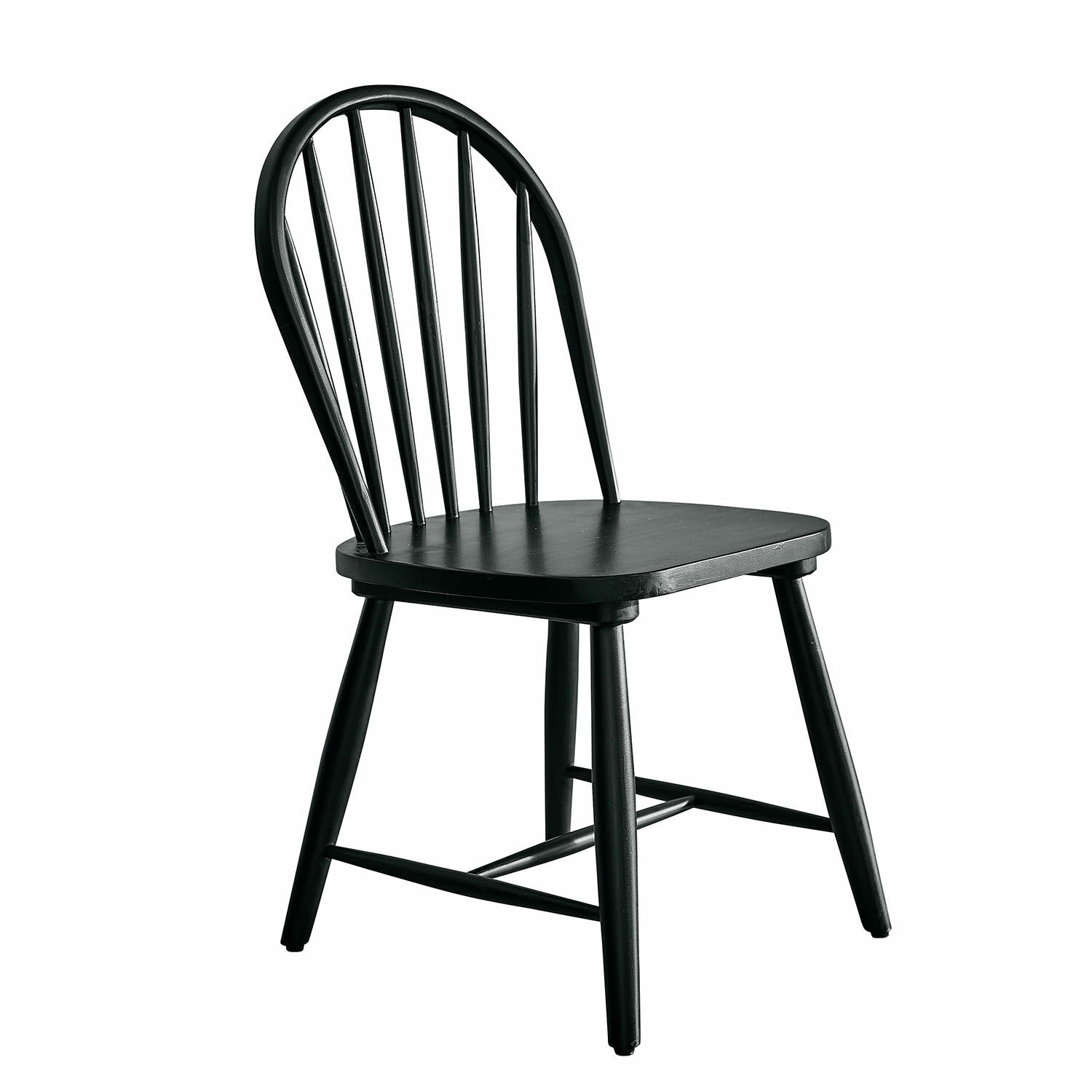 Schwarzer Holzstuhl mit Stablehne, klassisches Design für Esszimmer oder Küche