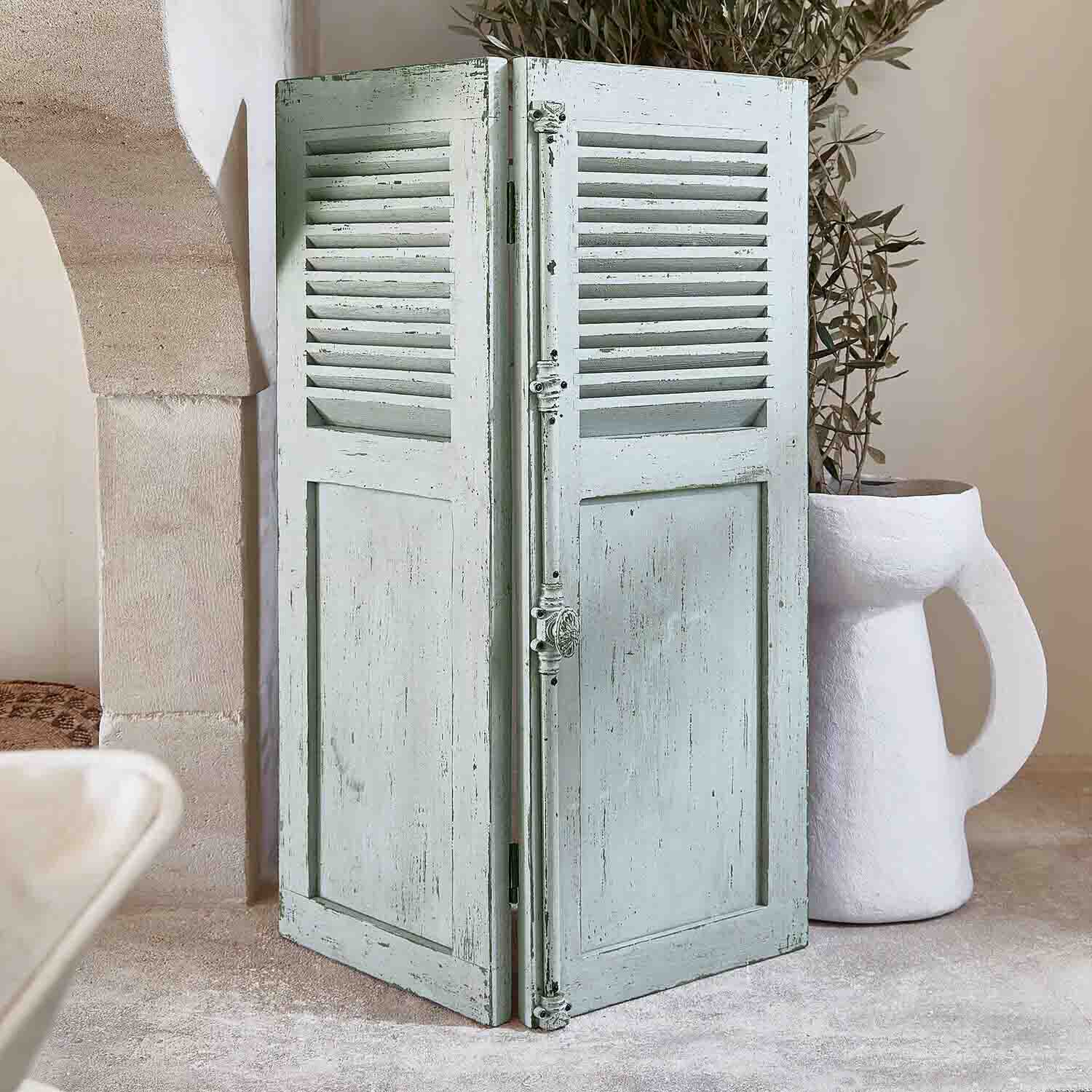 Heller, antiker Holzraumteiler mit Lamellen im Vintage-Stil zur Inneneinrichtung