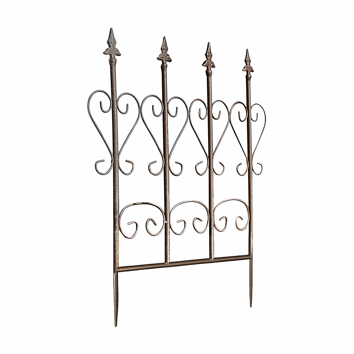 Rankhilfe Nectarise Dekorativer brauner Metall-Gartenzaun mit Herzmotiven und spitzen Abschlüssen