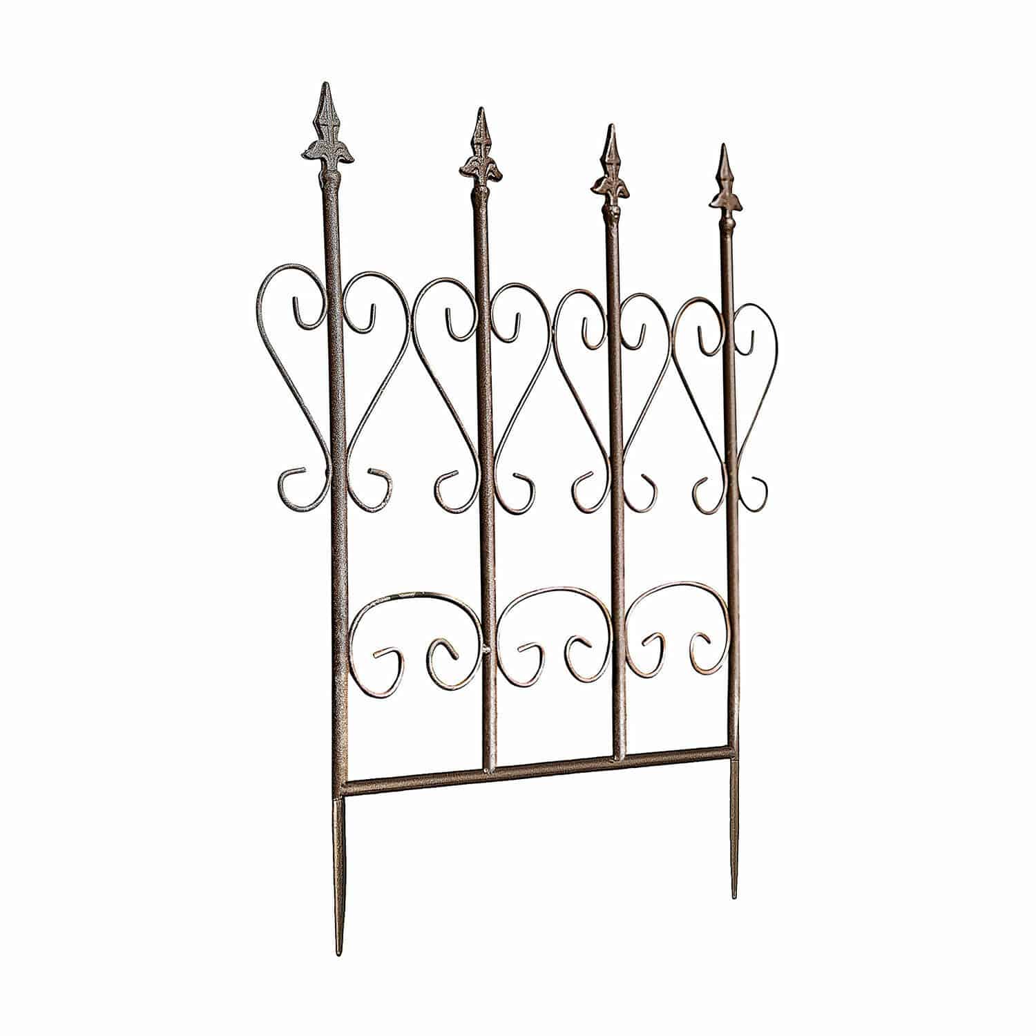 Rankhilfe Nectarise Dekorativer brauner Metall-Gartenzaun mit Herzmotiven und spitzen Abschlüssen