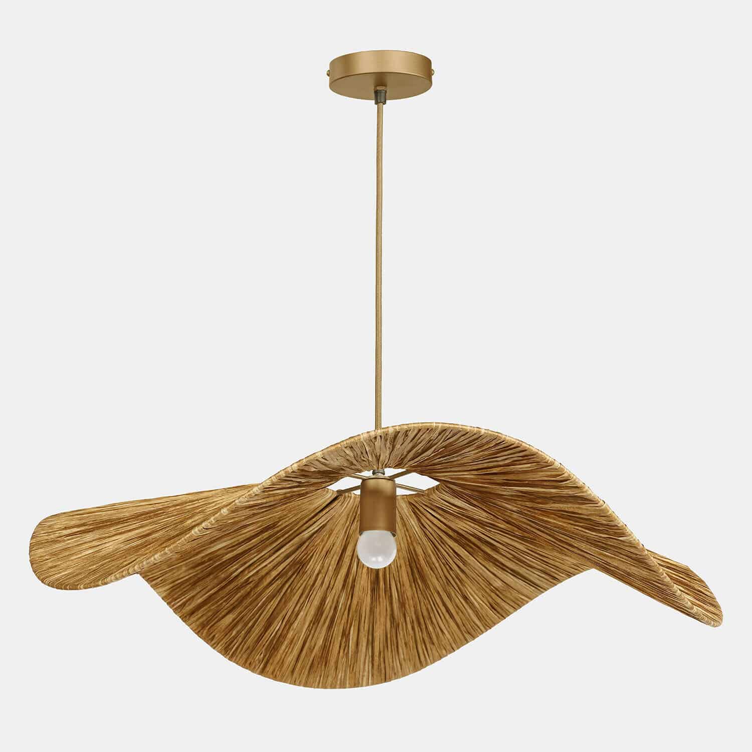 Hängelampe Calouris Hängelampe aus Naturmaterial in Wellenform, beige Farbe, modernes Design für Innenbeleuchtung