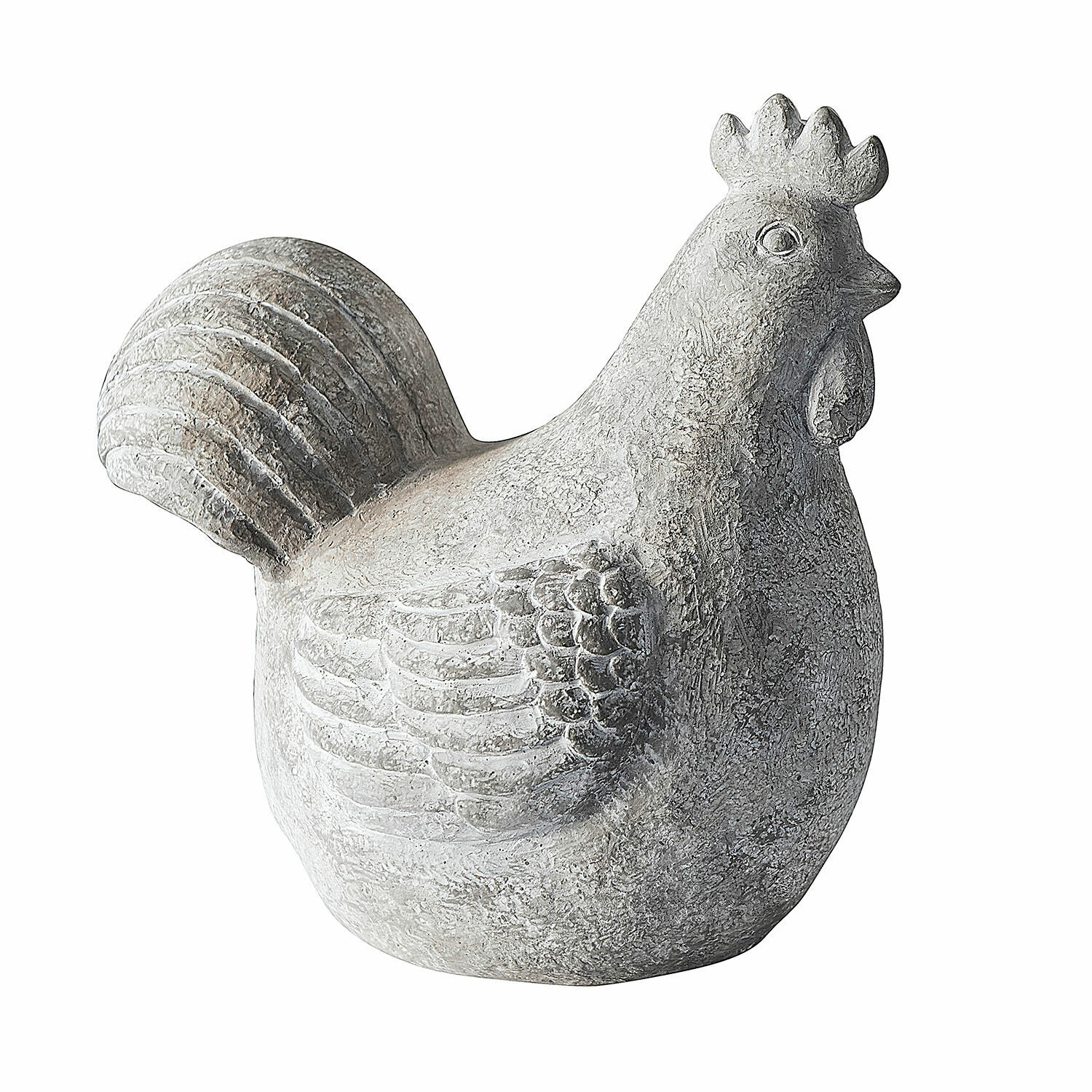 Deko-Henne Roselique Dekorative Hühnerfigur aus grauem Stein mit rustikalem Look für Garten oder Innenraum