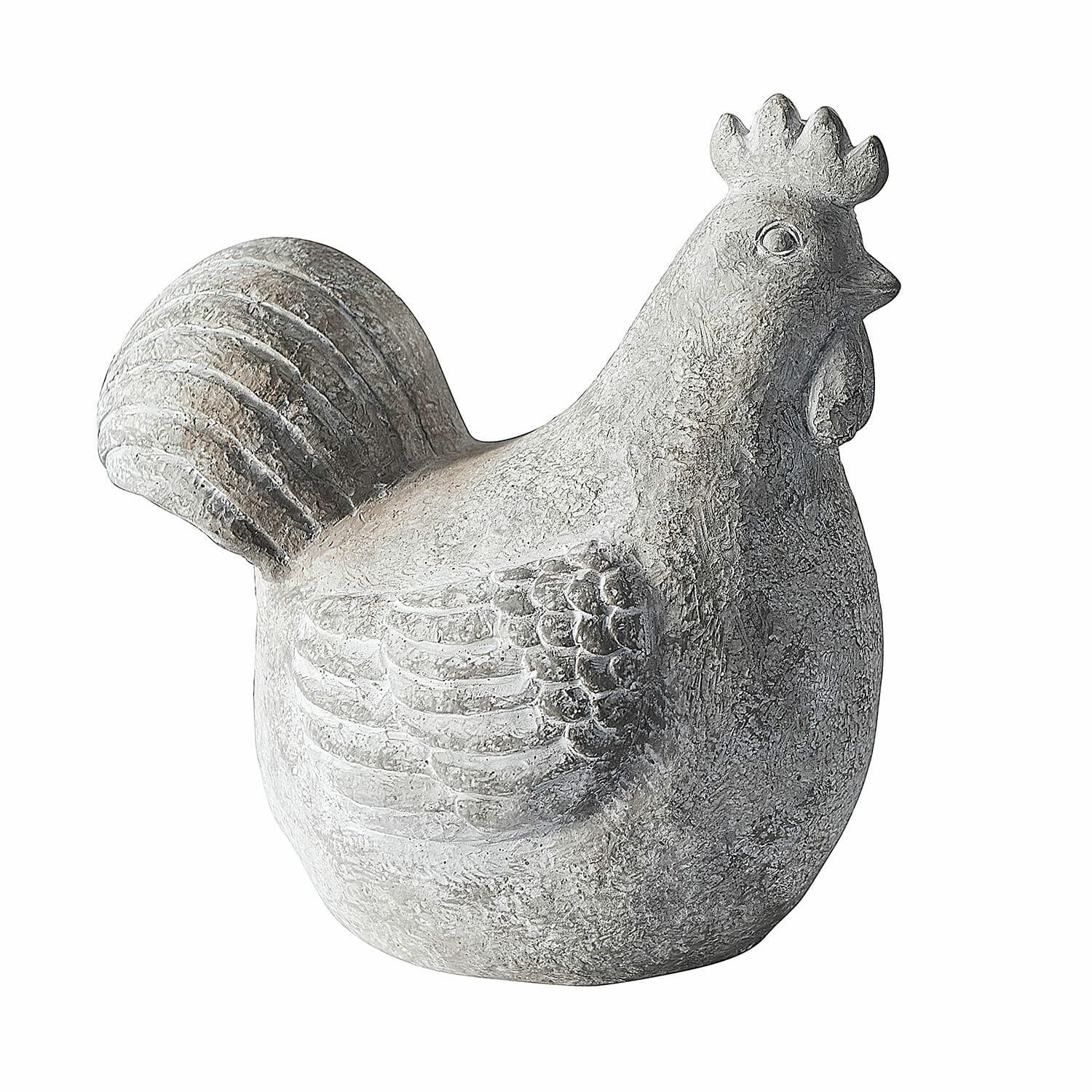 Deko-Henne Roselique Dekorative Hühnerfigur aus grauem Stein mit rustikalem Look für Garten oder Innenraum