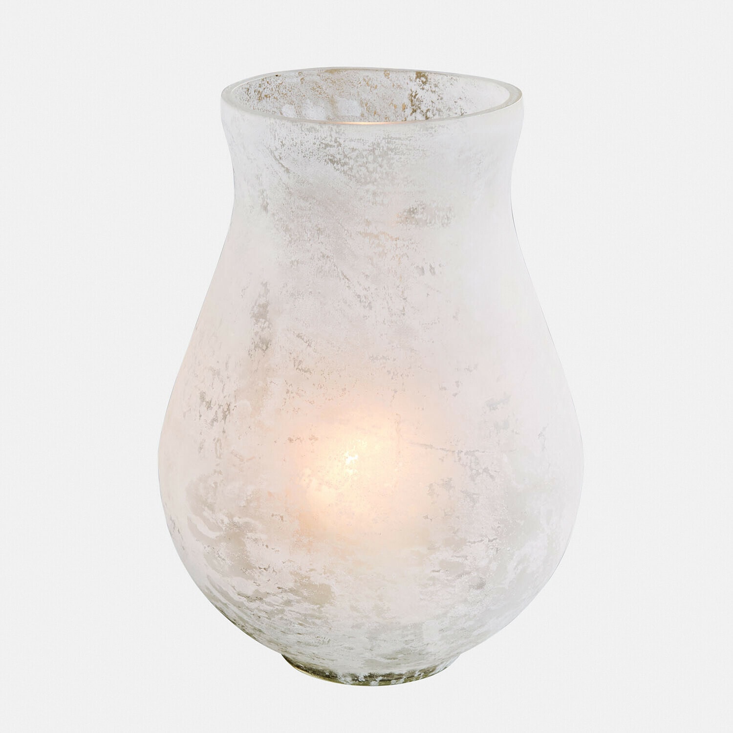 Windlicht Nareli Glaslaterne mit mattiertem Finish und sanftem Licht, dekoratives Wohn- und Gartenelement