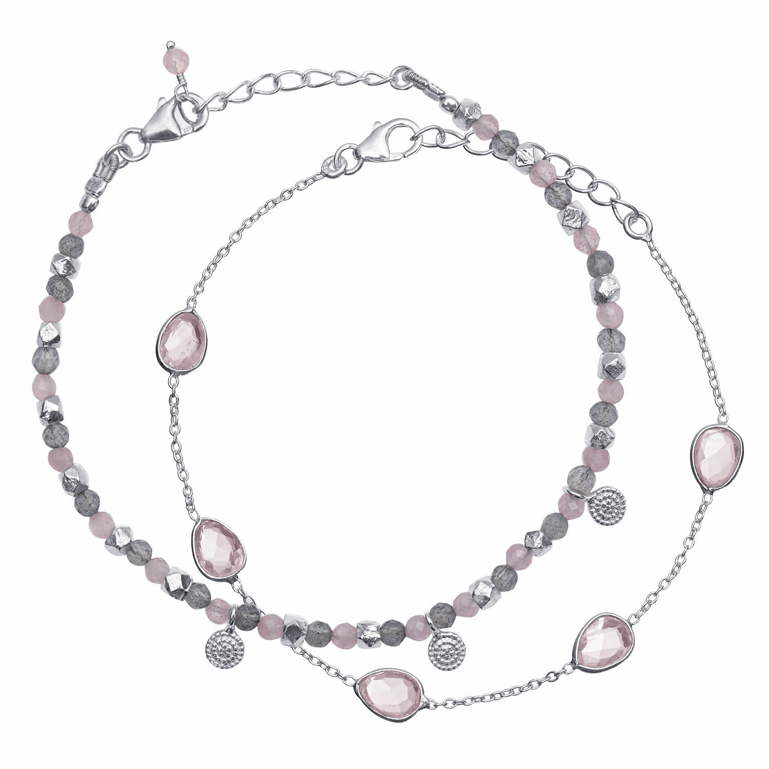 Zarter Halskette mit rosa Steinen und silberner Kette, eleganter Damenschmuck