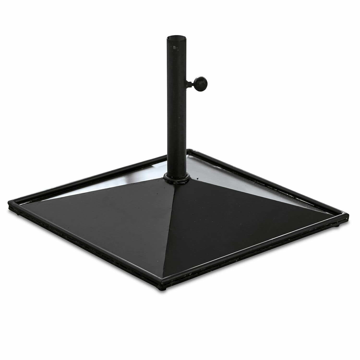 Schwarze Metall-Sonnenschirmbasis mit verstellbarer Halterung für Garten und Terrasse