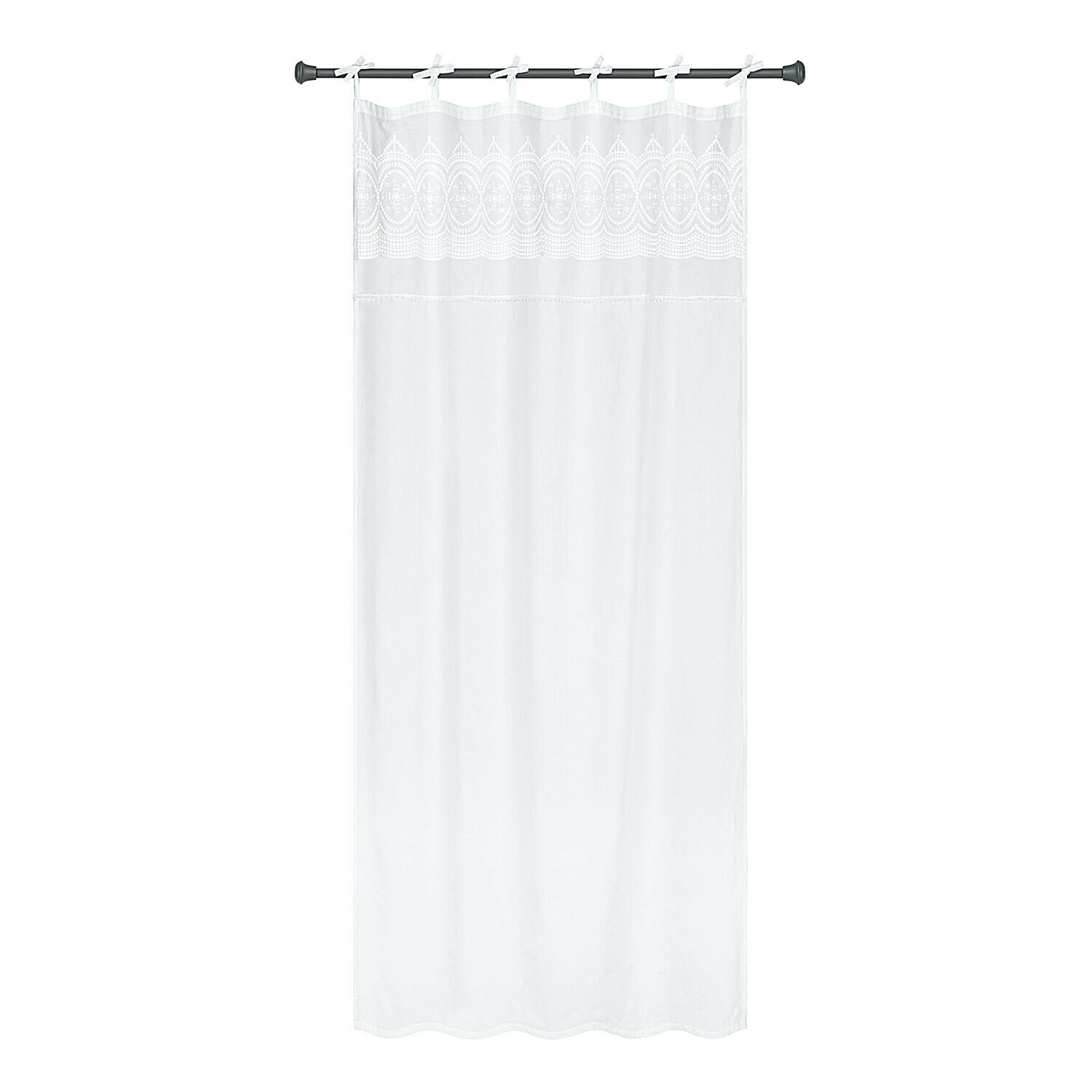 Gardine Olyane Weiße Gardine aus leichtem Stoff mit dekorativer Stickerei oben, eleganter Fensterschmuck