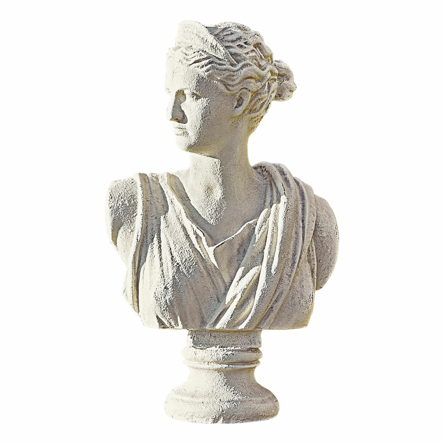 Büste Ellora Weißes Gipsbüste einer Frau im klassischen Stil zur Dekoration von Innenräumen und Gärten