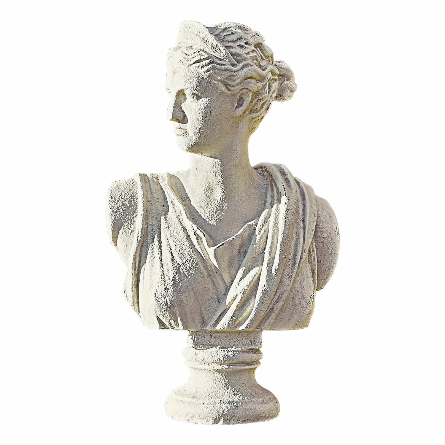 Büste Ellora Weißes Gipsbüste einer Frau im klassischen Stil zur Dekoration von Innenräumen und Gärten