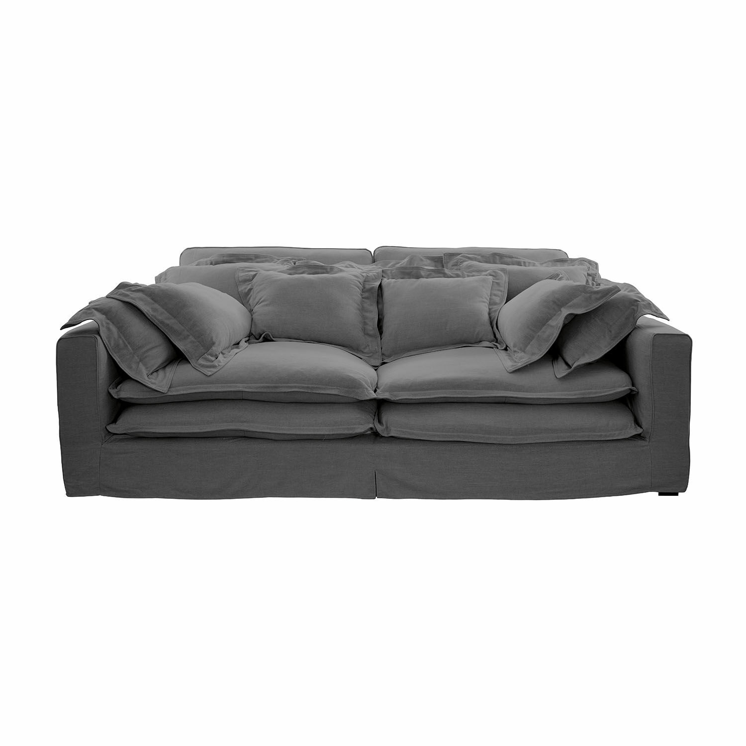 Graues Terell Sofa aus weichem Stoff mit Kissen, bequemes Wohnzimmermöbel