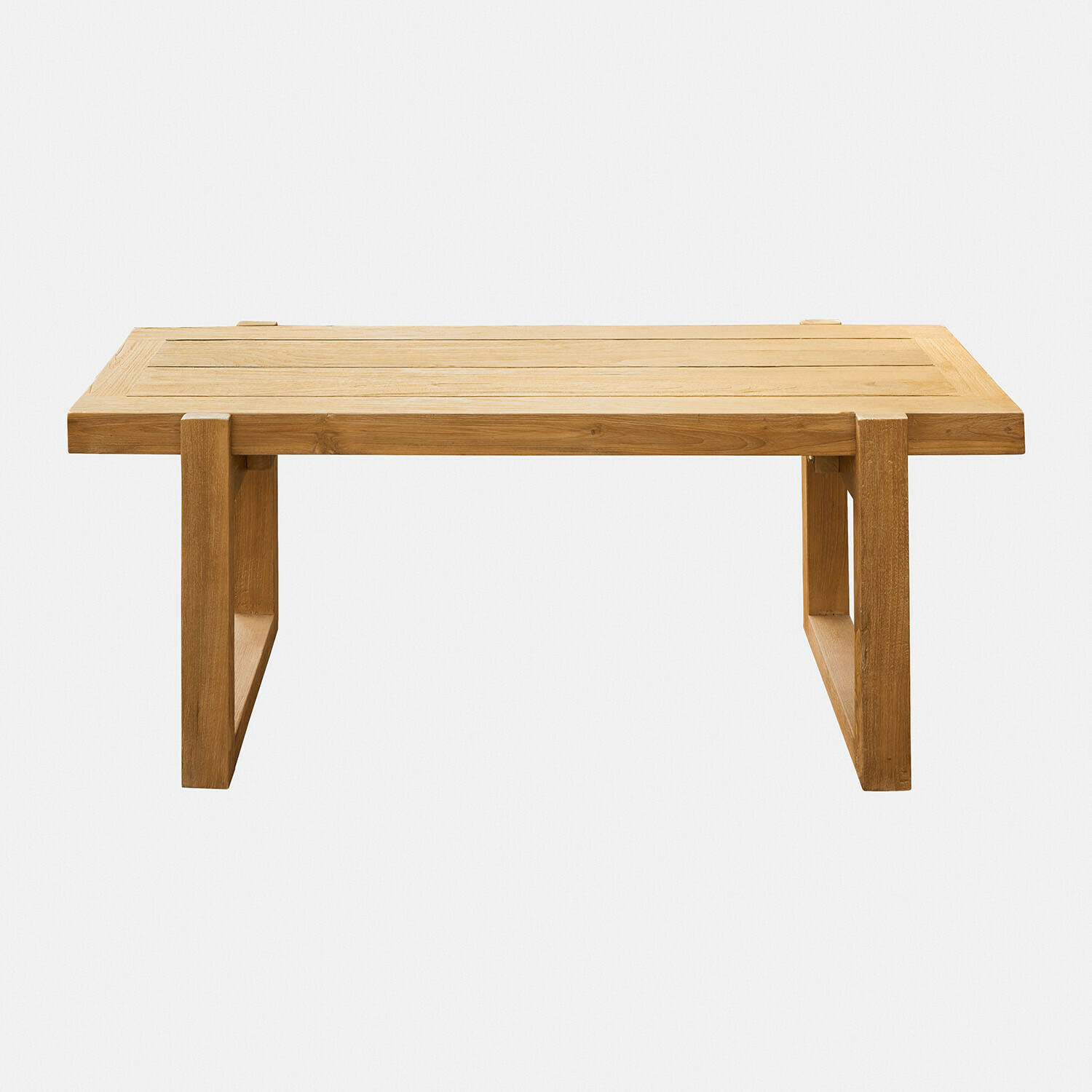 Kaffeetisch aus natürlichem Teakholz mit schlichtem Design, ideal für Wohnzimmer und Garten
