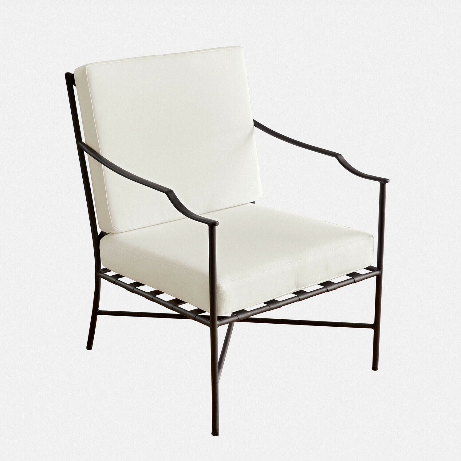Sessel Vexford Sessel mit schwarzem Metallgestell und weißen Polstern, moderner Lounge-Sessel für Wohnzimmer