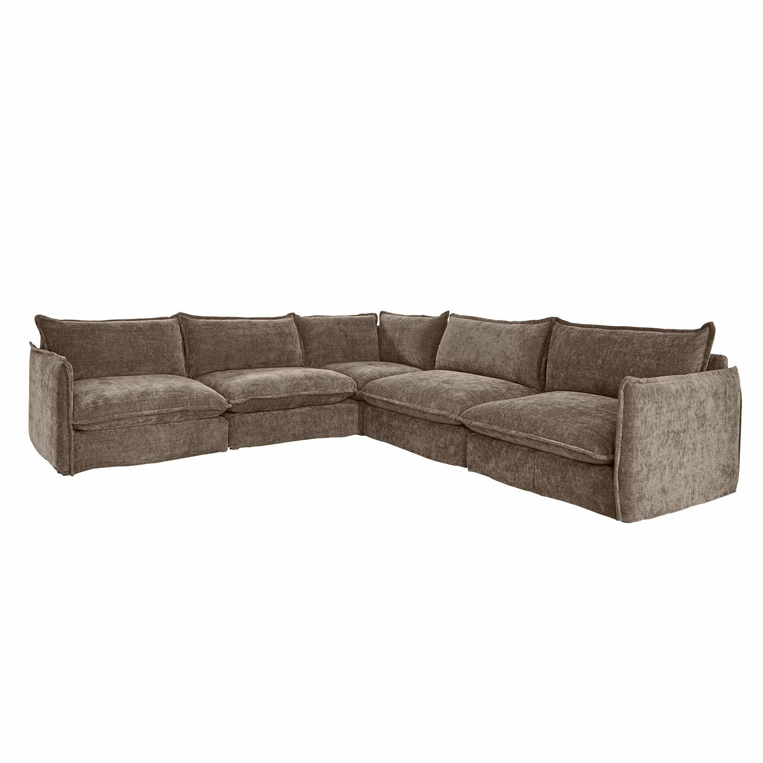 Ecksofa Illingworth aus dunkelbraunem Stoff, gemütlich und modern für Wohnzimmer