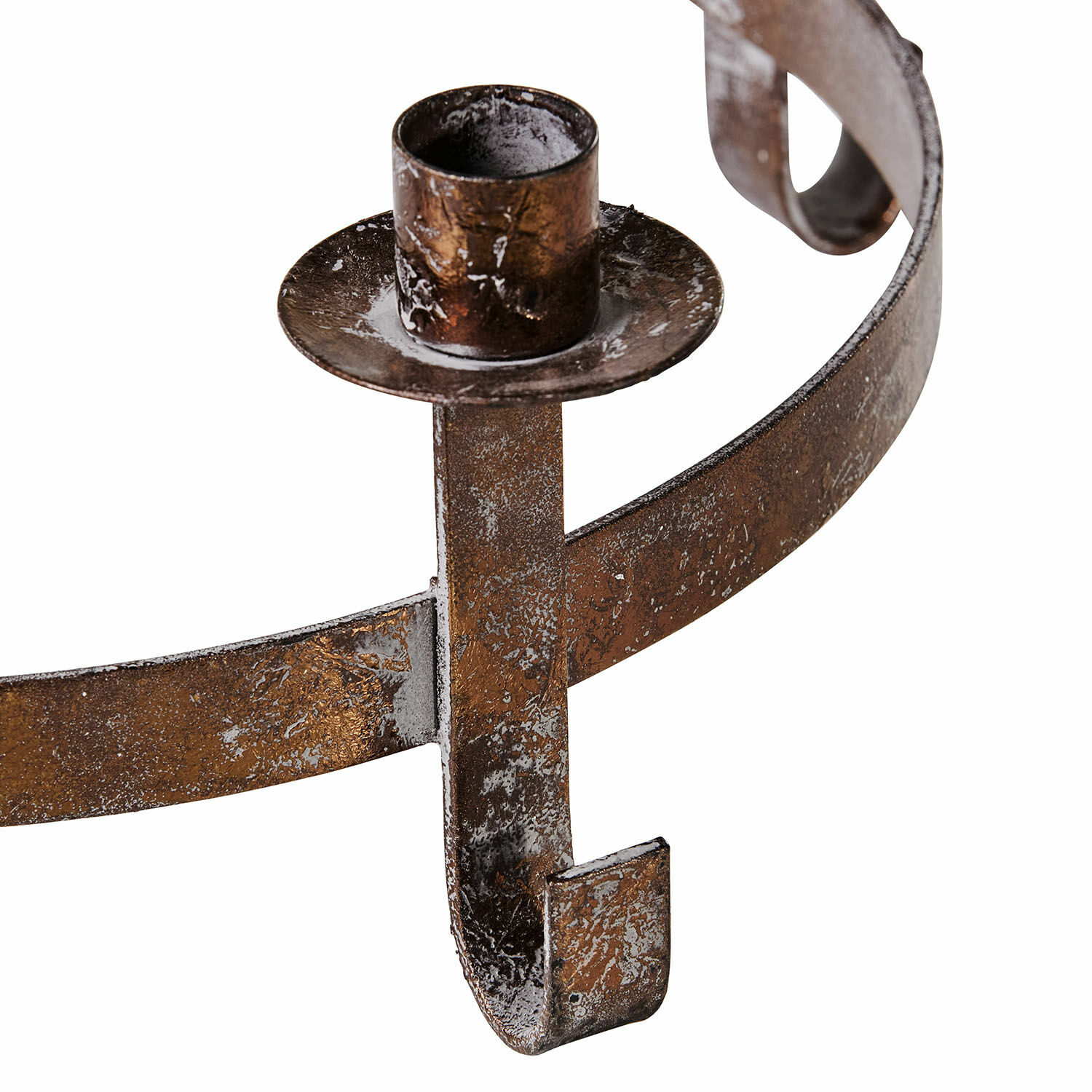 Wandkerzenhalter aus braunem Metall mit Haken, rustikale Wohnraumdekoration mit Vintage-Effekt
