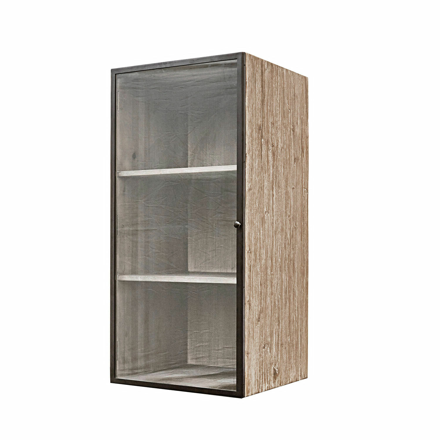 Hängeschrank aus Holz mit Glastür und zwei Einlegeböden, naturfarbener Aufbewahrungsschrank