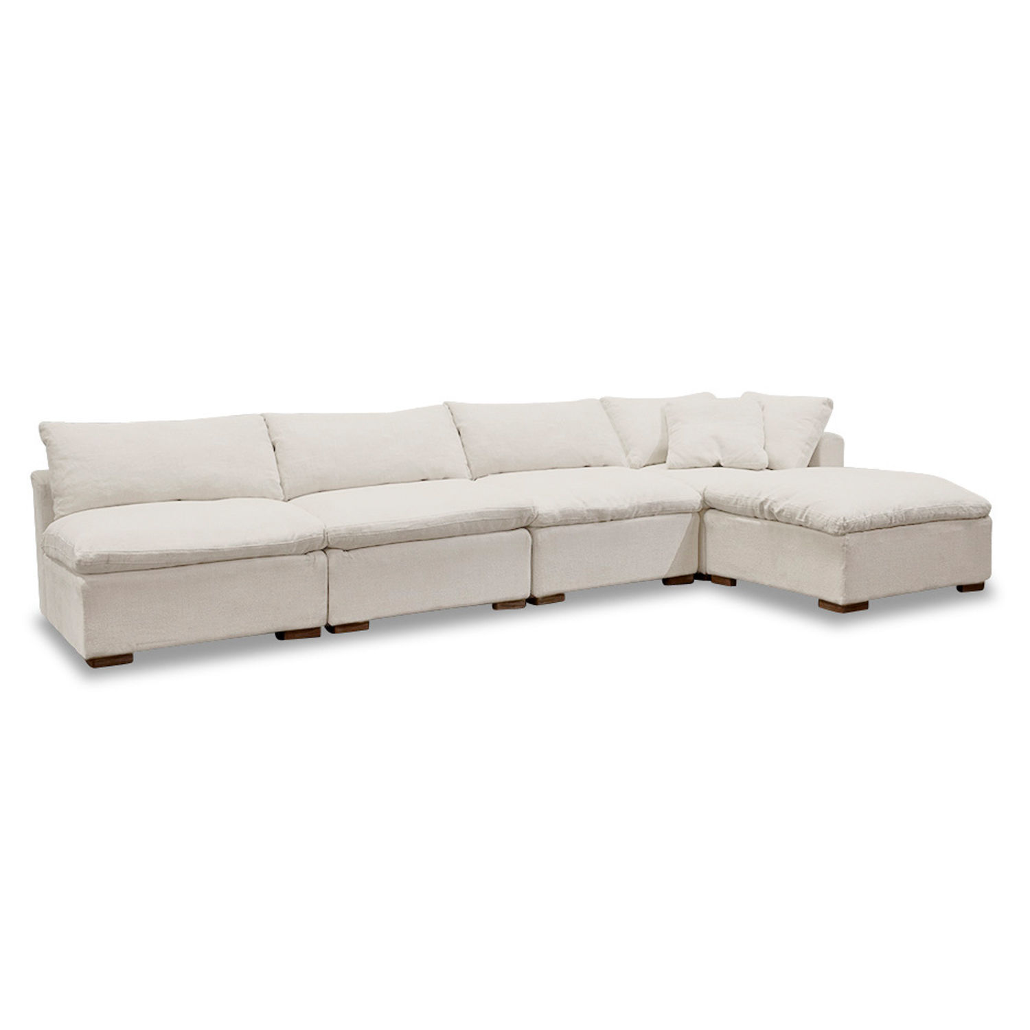creme Modulares Baladou Sofa in cremefarbenem Stoff, bequemes Wohnzimmermöbel