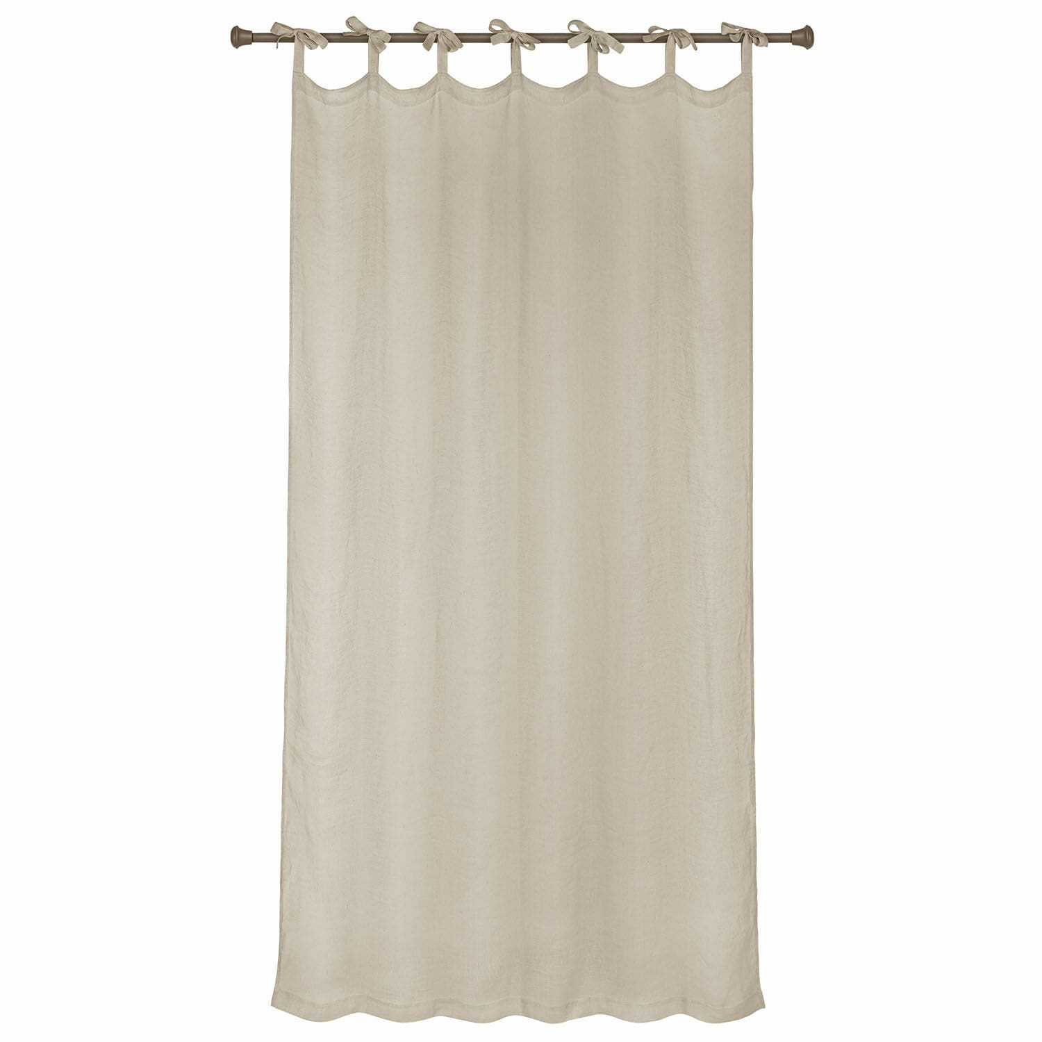 Gardine Velloran Beige Leinenvorhang mit gebundenen Schlaufen zum Aufhängen, dekorativer Naturstoff