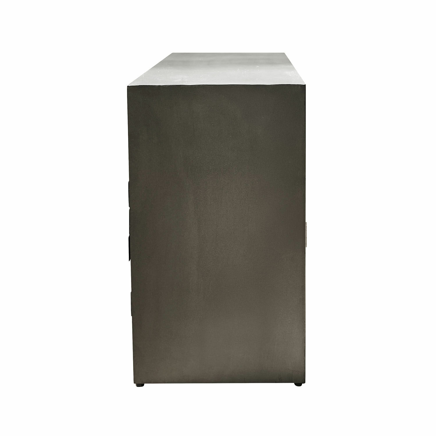 Schlichtes Möbelstück aus dunkelgrauem Metall mit modernem, minimalistischem Design für Innenräume