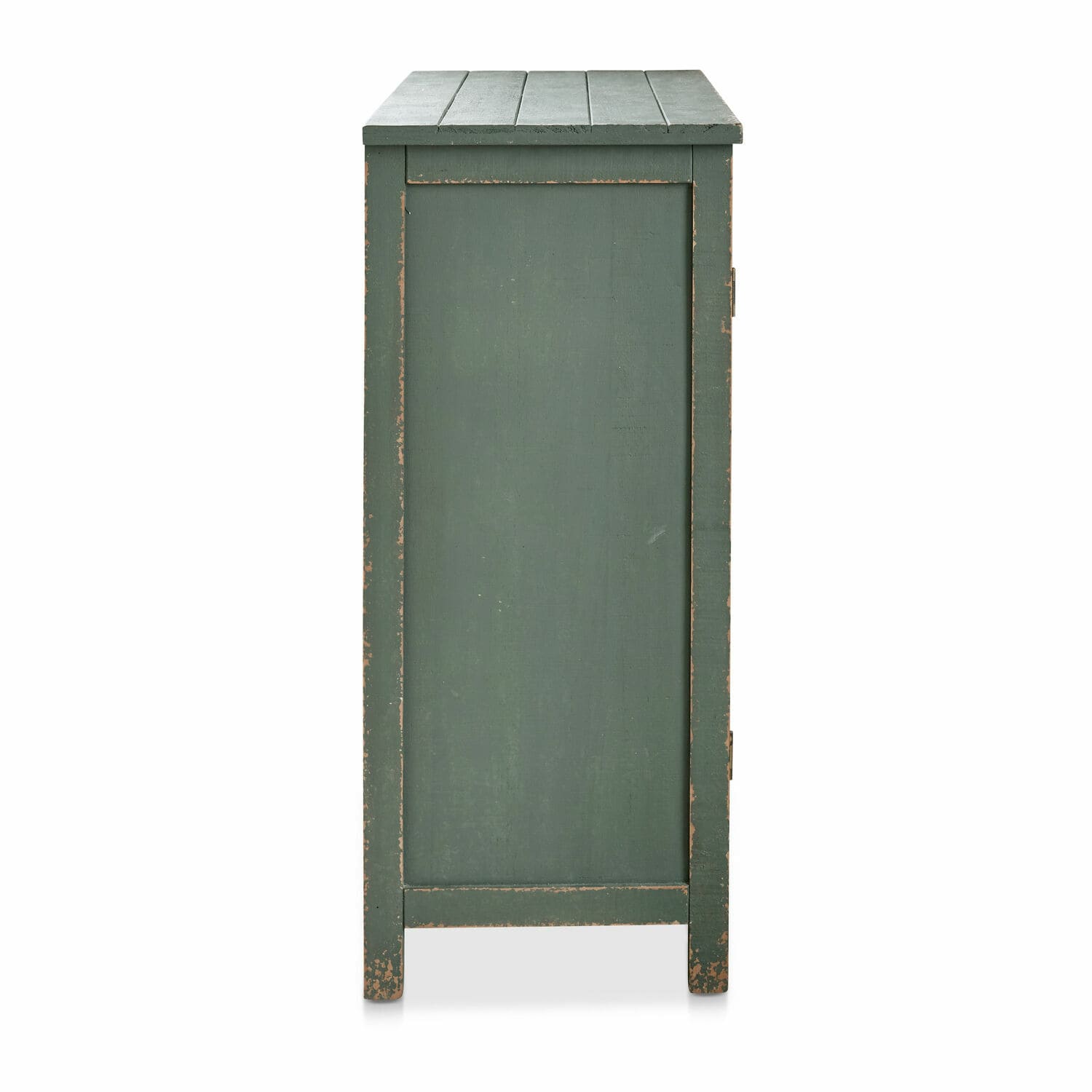 Grüner Holzschrank mit antik wirkender Oberfläche, Vintage-Stil Aufbewahrungsmöbel