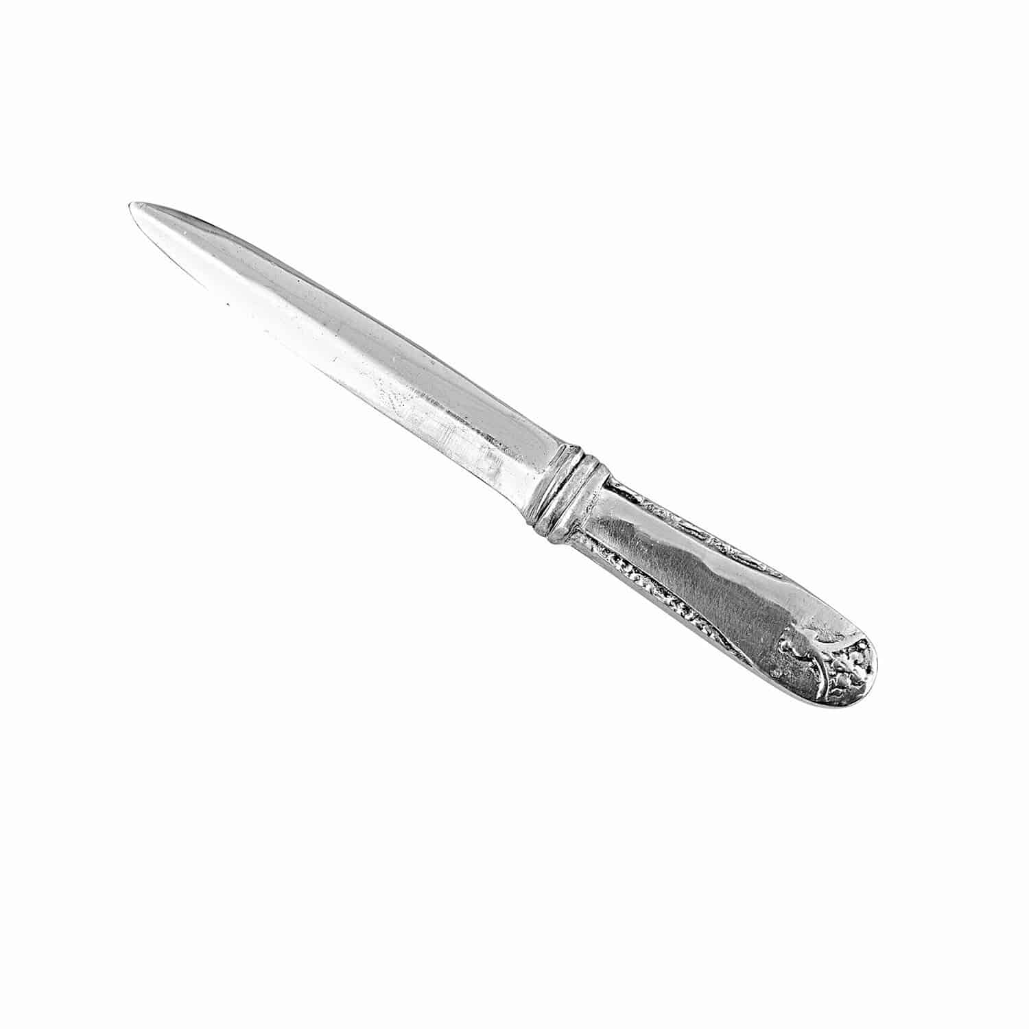 Silberner Brieföffner aus Metall mit verziertem Griff und klassischem Design