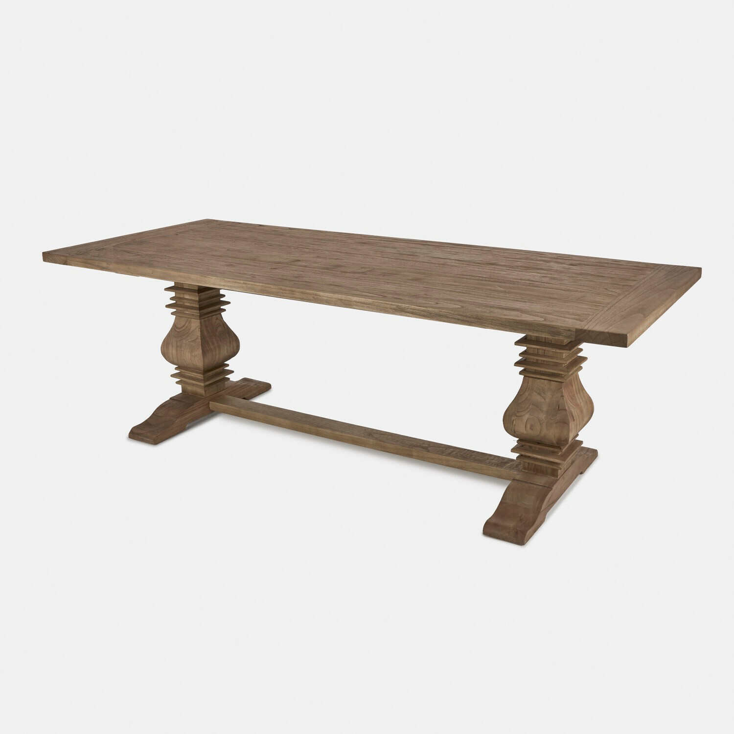 Esstisch Cain Großer Holztisch mit massivem Holzplatte und dekorativen Beinen in natürlicher Holzfarbe