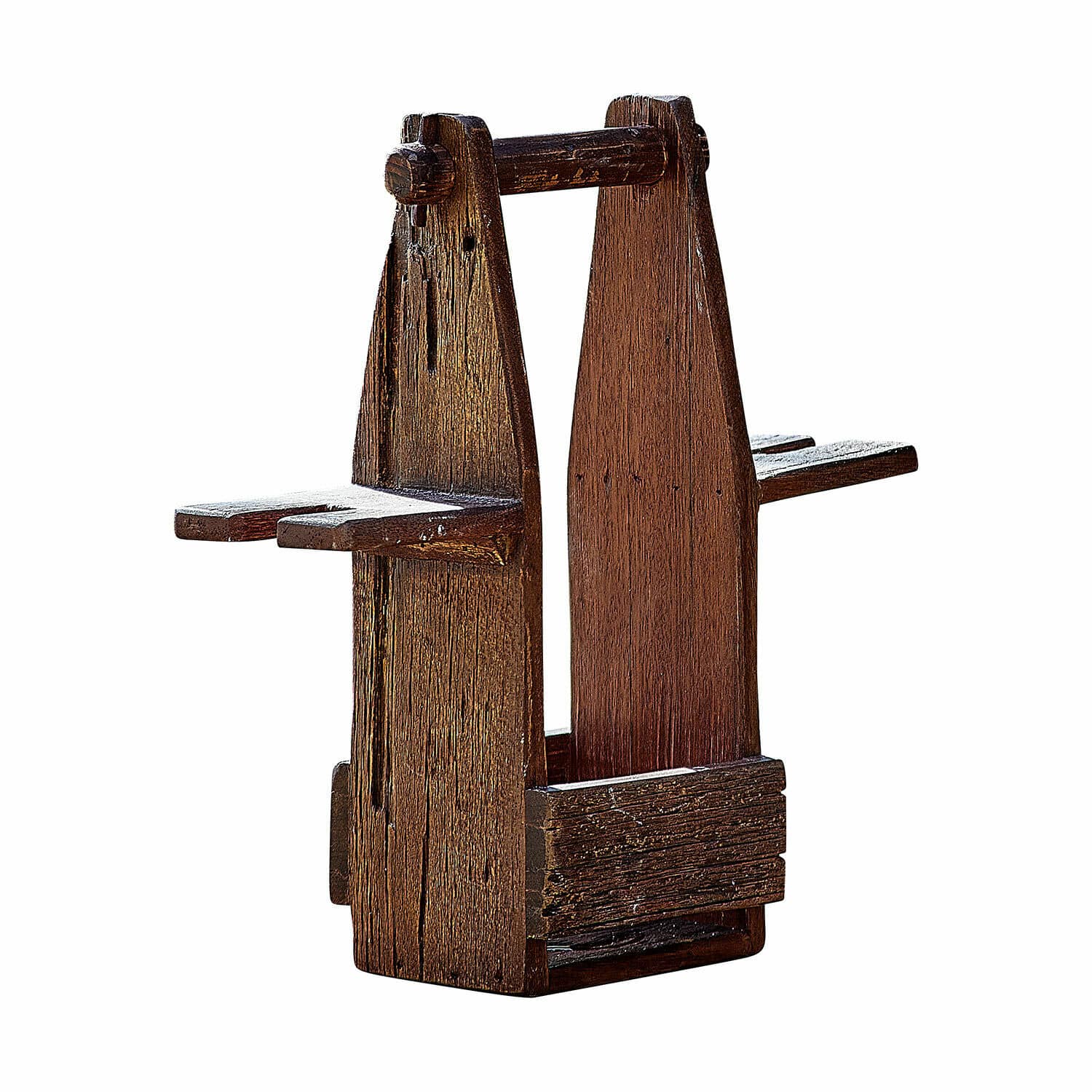 Rustikaler Ständer aus dunklem Holz mit grober Struktur, dekoratives Wohnaccessoire
