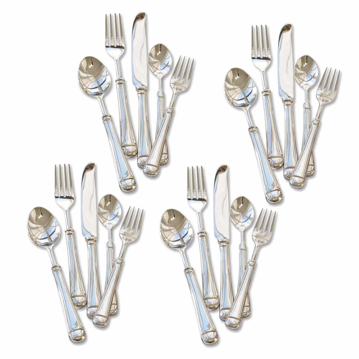 Besteck Eriat Besteckset aus silbernem Edelstahl, 4 Gabel-, Messer- und Löffelsets für den Tisch