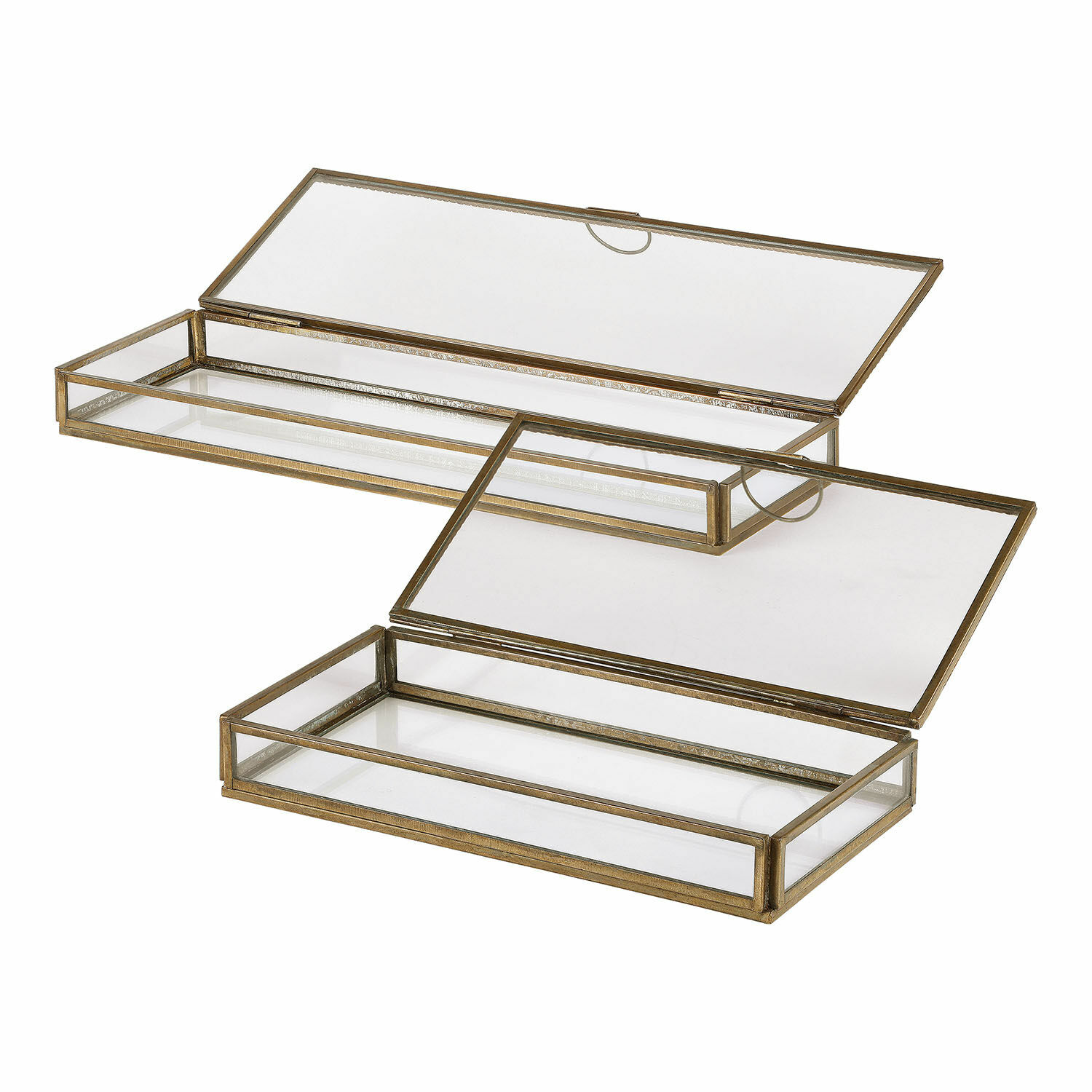 Glasboxen mit goldenem Messingrahmen, elegante Aufbewahrungsbehälter für Dekorationen