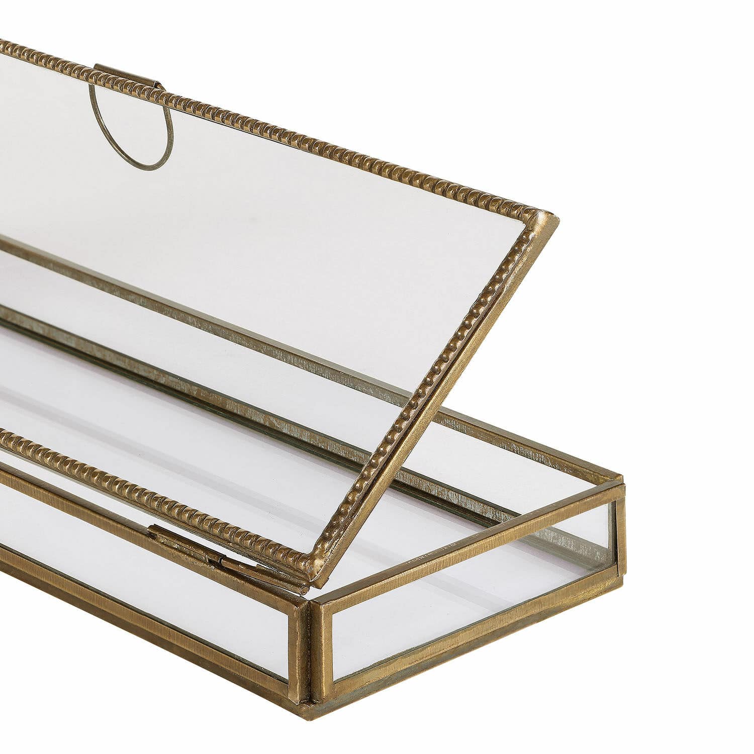 Glasbox mit goldfarbenem Messingrahmen, eleganter dekorativer Aufbewahrungsbehälter