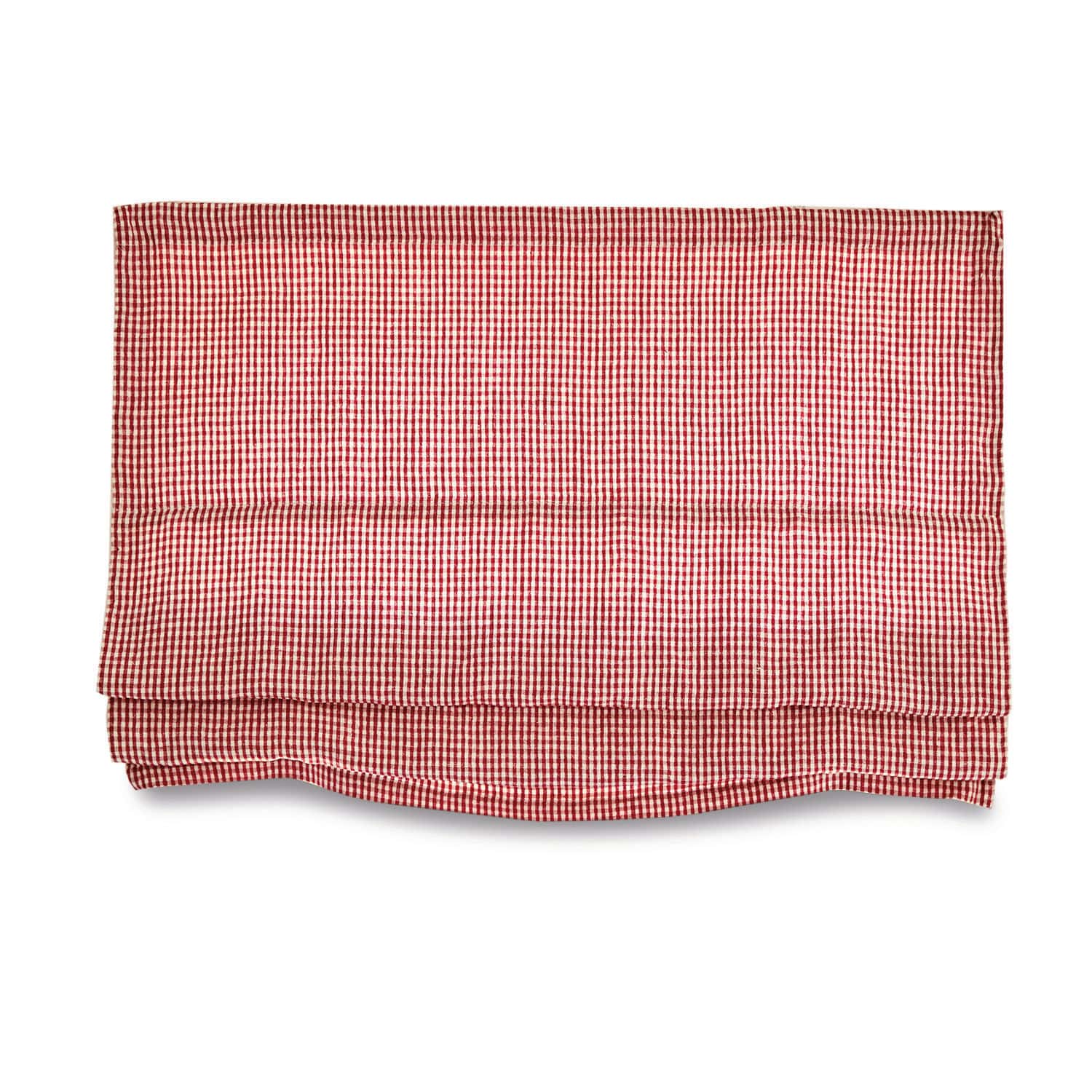 Rotes Faltrollo aus kariertem Stoff, dekorativer Sichtschutz für Fenster