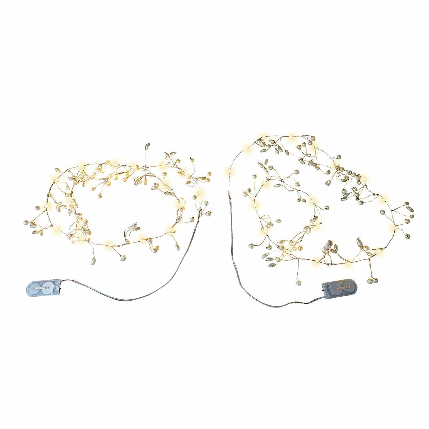 Lichterkette 2er Set Drivale Zarte LED-Lichterkette mit dekorativen Zweigen in warmem Licht für Wohn- und Festdeko